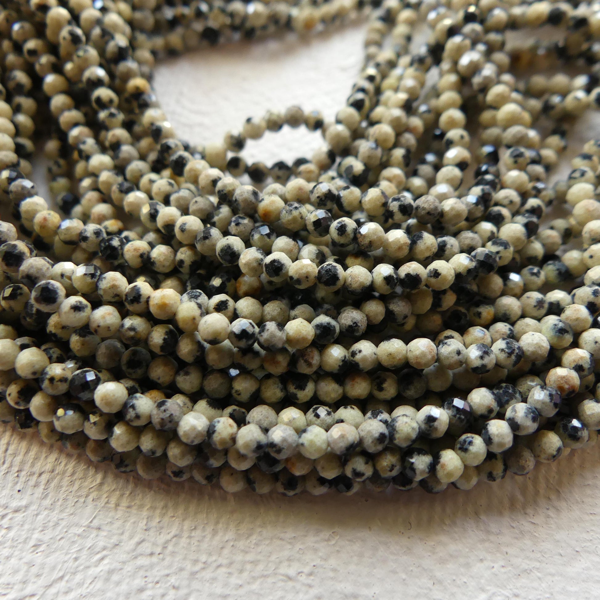 2mm Dalmatian Jasper Beads Micro Faceted Genuine Small Spotted Jasper Kiwi Beads 15" Gemstone Beads for Jewelry Making Beading Gift Crafter