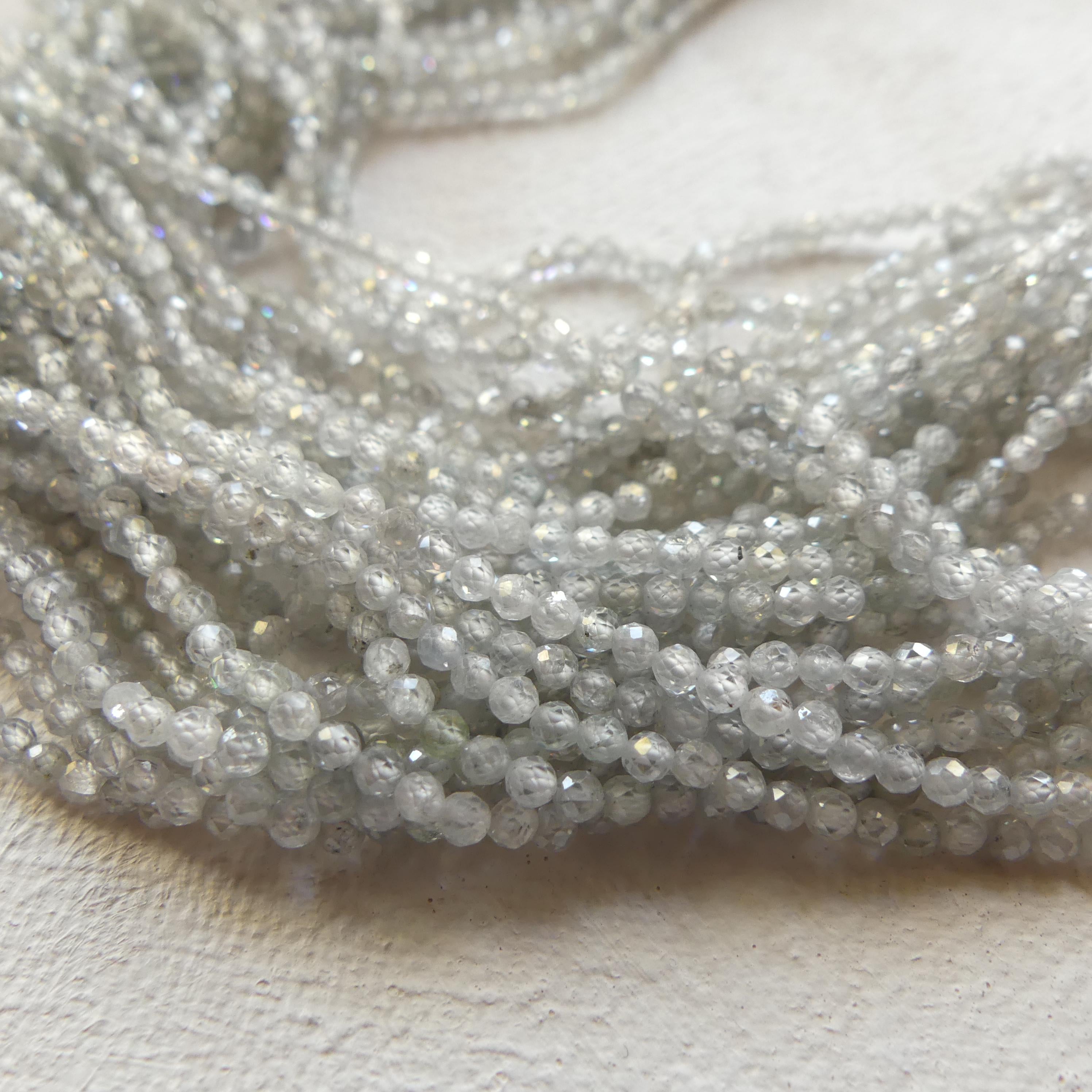 2mm Natural Italian Zircon Micro Faceted Beads Genuine Zircon Italy 15" Transparent Sparkly Gemstone Beads for Jewelry Making Crafter Gift