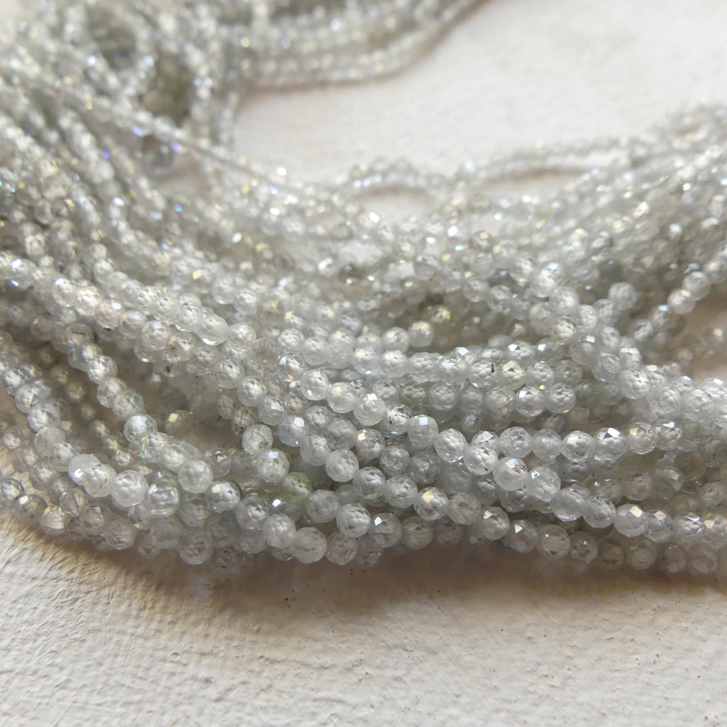 2mm Natural Italian Zircon Micro Faceted Beads Genuine Zircon Italy 15" Transparent Sparkly Gemstone Beads for Jewelry Making Crafter Gift