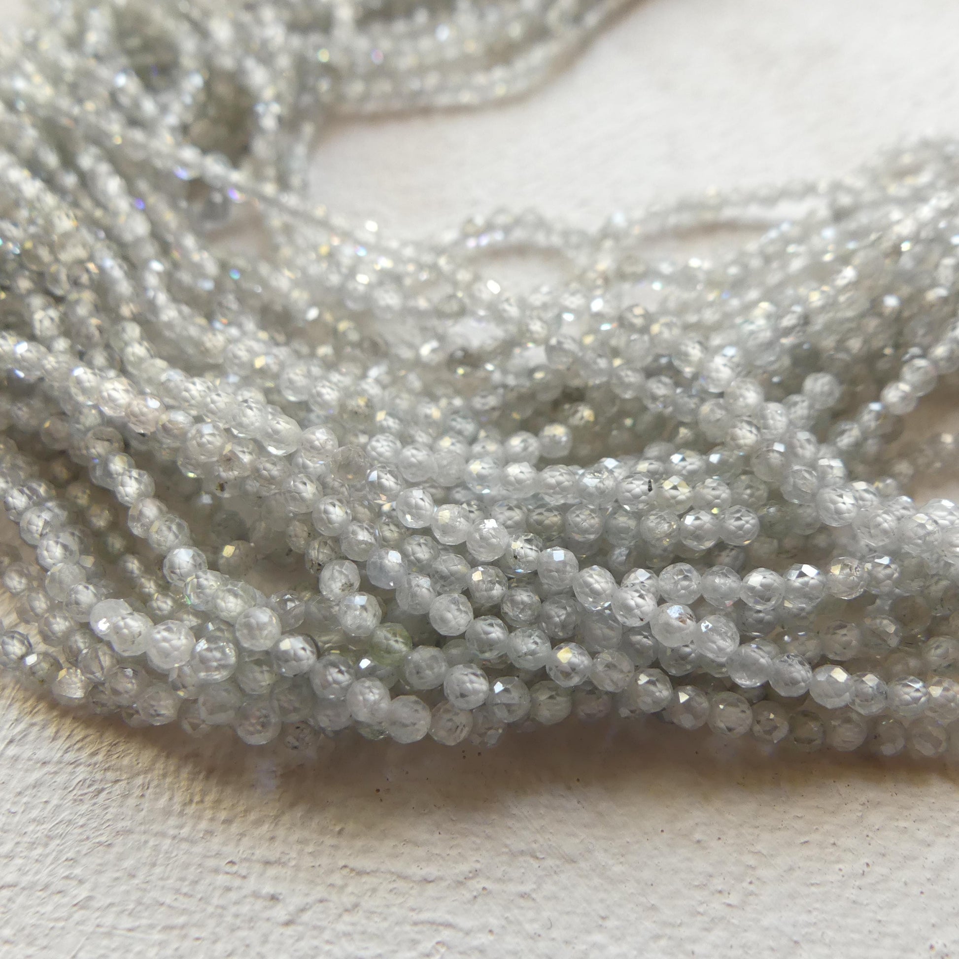 2mm Natural Italian Zircon Micro Faceted Beads Genuine Zircon Italy 15" Transparent Sparkly Gemstone Beads for Jewelry Making Crafter Gift