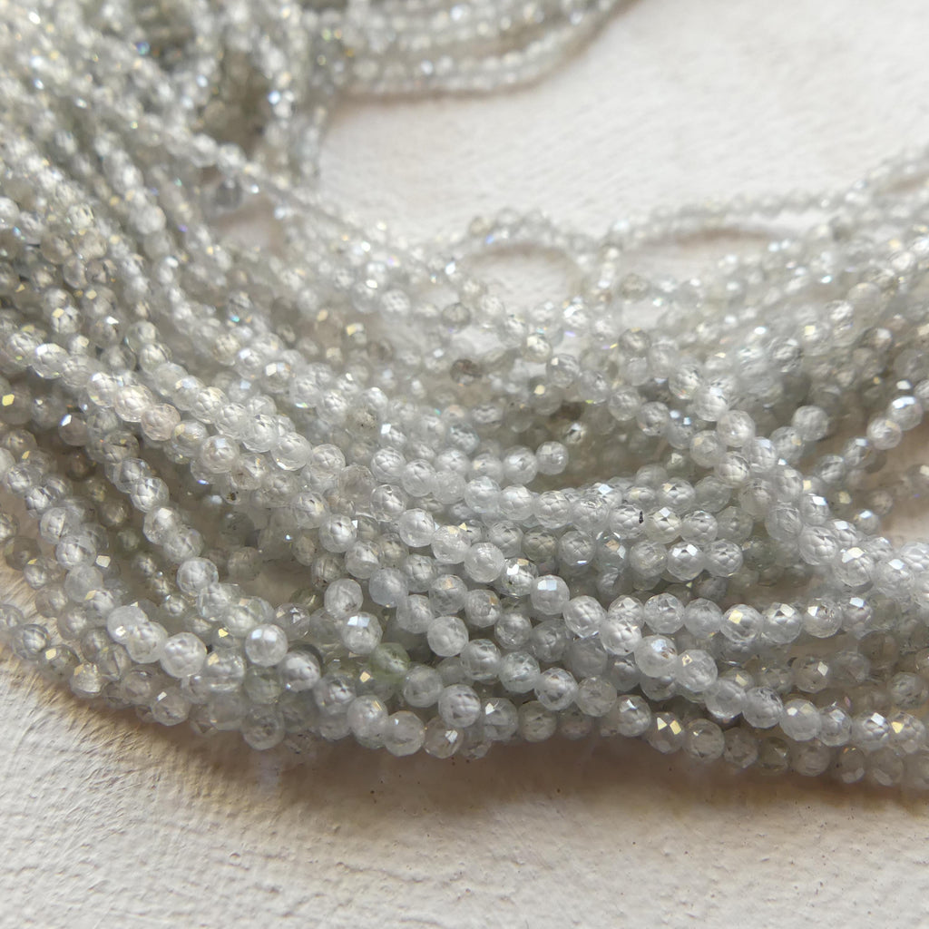 2mm Natural Italian Zircon Micro Faceted Beads Genuine Zircon Italy 15" Transparent Sparkly Gemstone Beads for Jewelry Making Crafter Gift