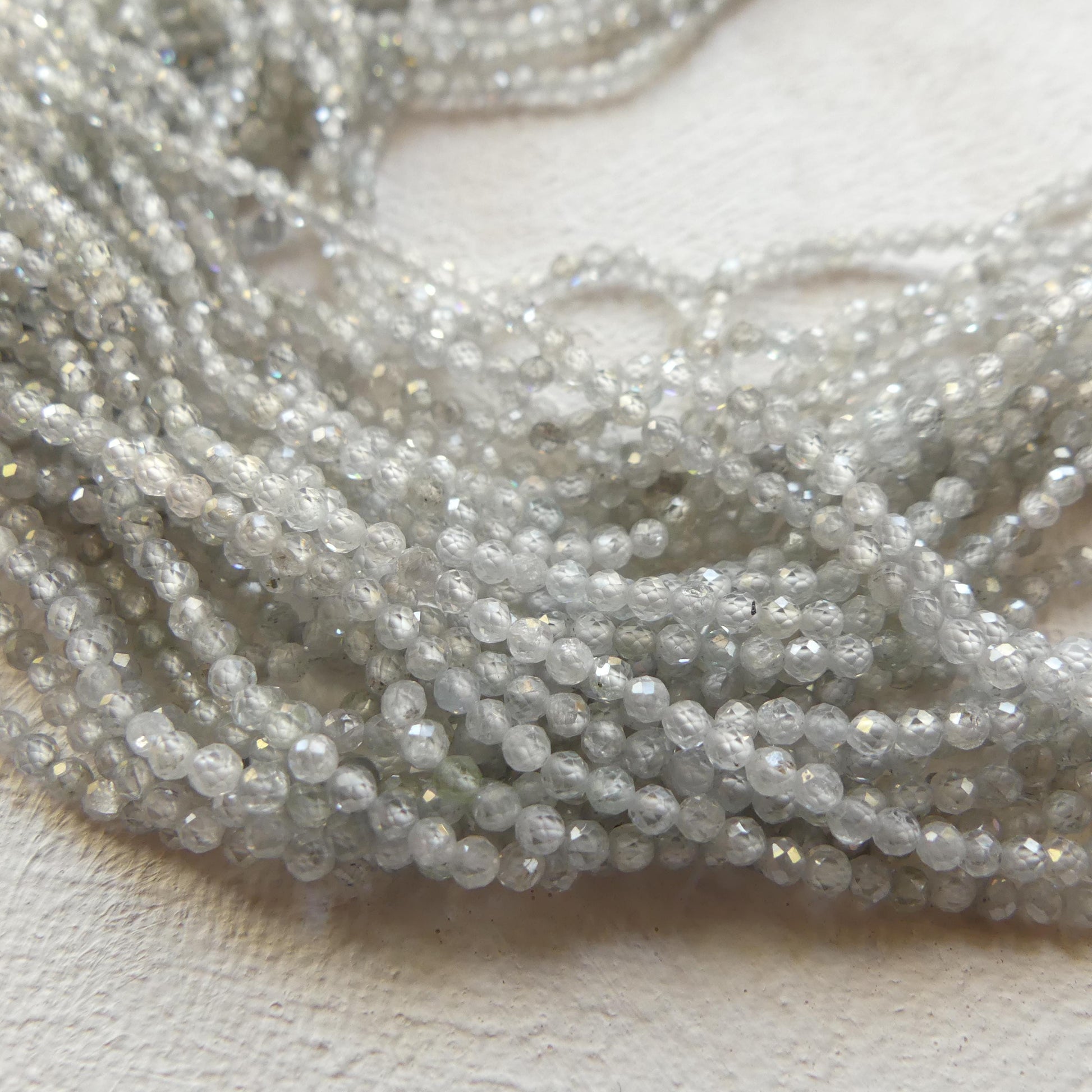 2mm Natural Italian Zircon Micro Faceted Beads Genuine Zircon Italy 15" Transparent Sparkly Gemstone Beads for Jewelry Making Crafter Gift