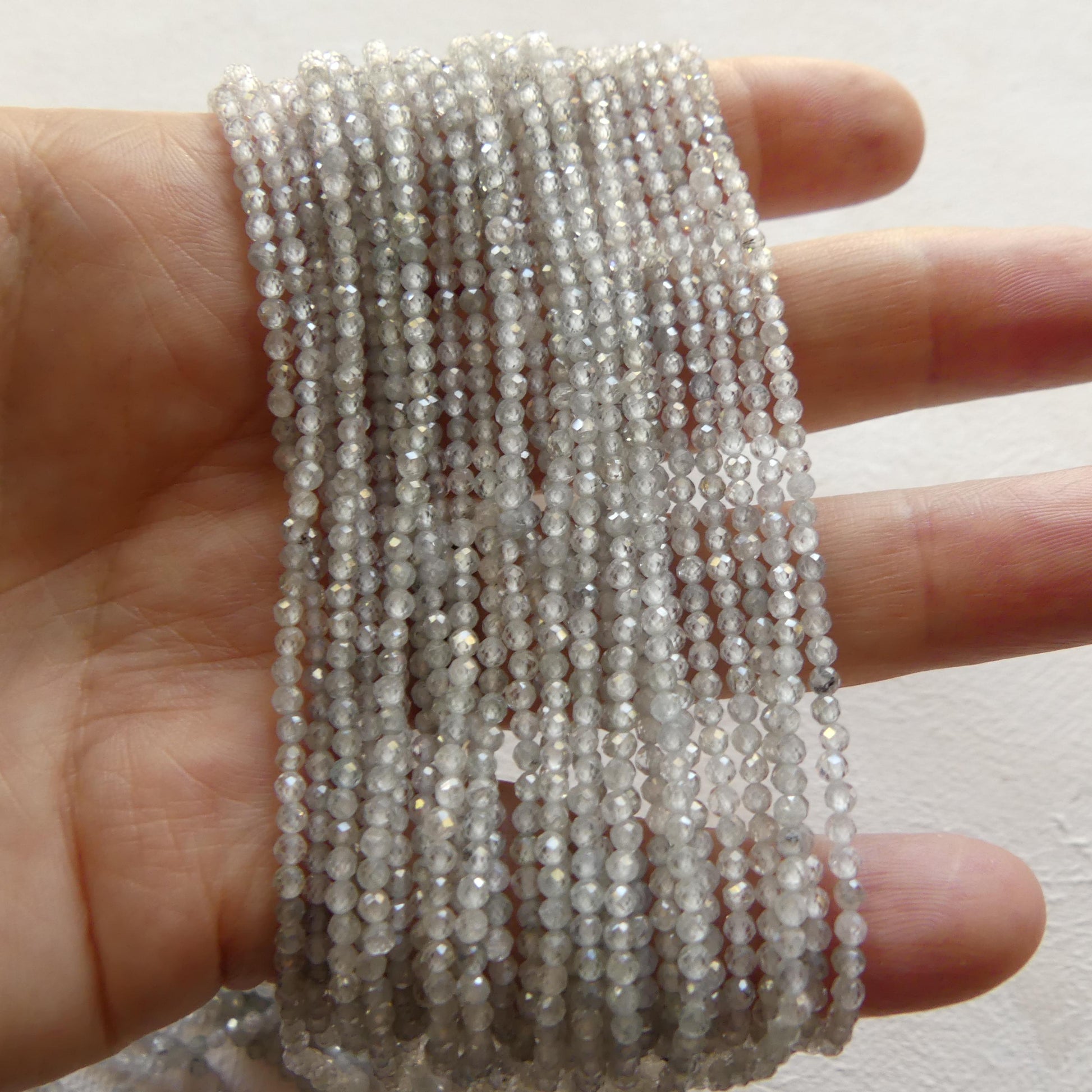 2mm Natural Italian Zircon Micro Faceted Beads Genuine Zircon Italy 15" Transparent Sparkly Gemstone Beads for Jewelry Making Crafter Gift