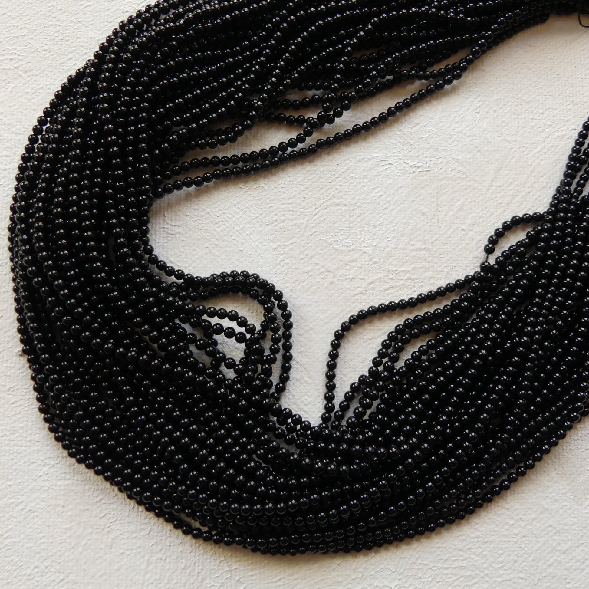 2mm Natural Black Onyx Beads Smooth Onyx 15" Natural Onyx Gemstone Beads Beading Crafter Gift DIY jewelry