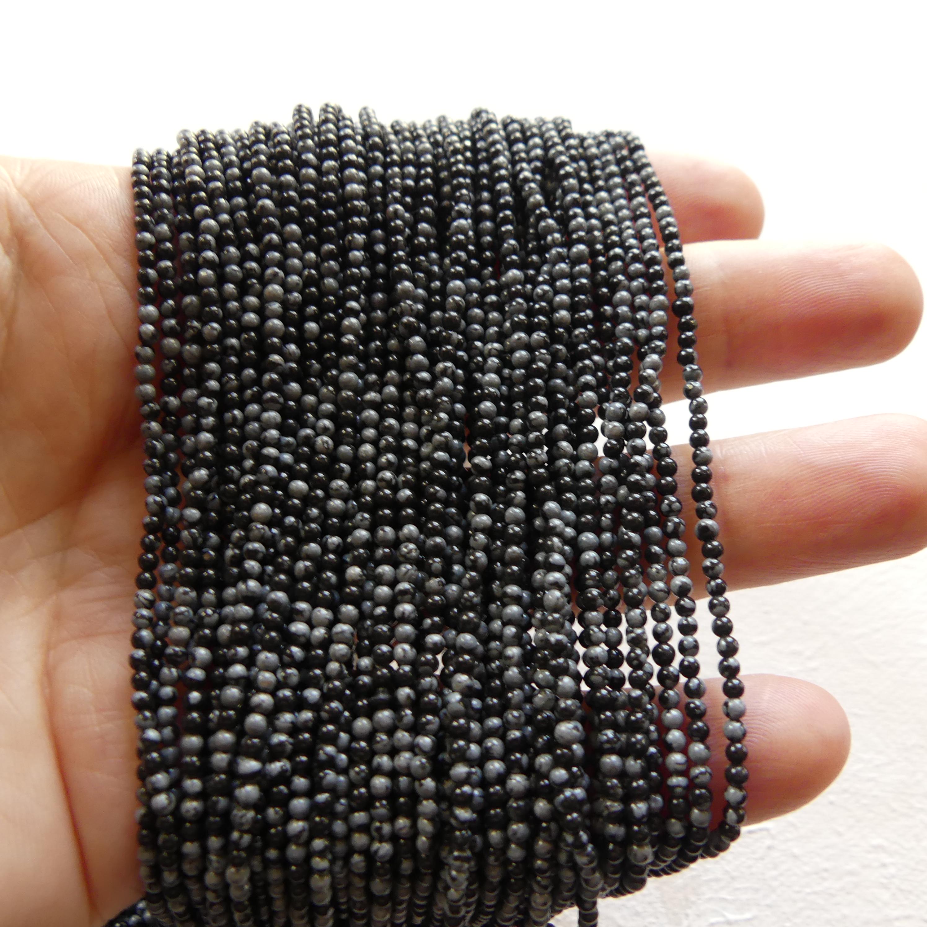 1.9mm 2mm Snowflake Obsidian Smooth Beads Black White Obsidian Genuine Beads 15" Gemstone Beads Beading Crafter Gift DIY Jewelry Making