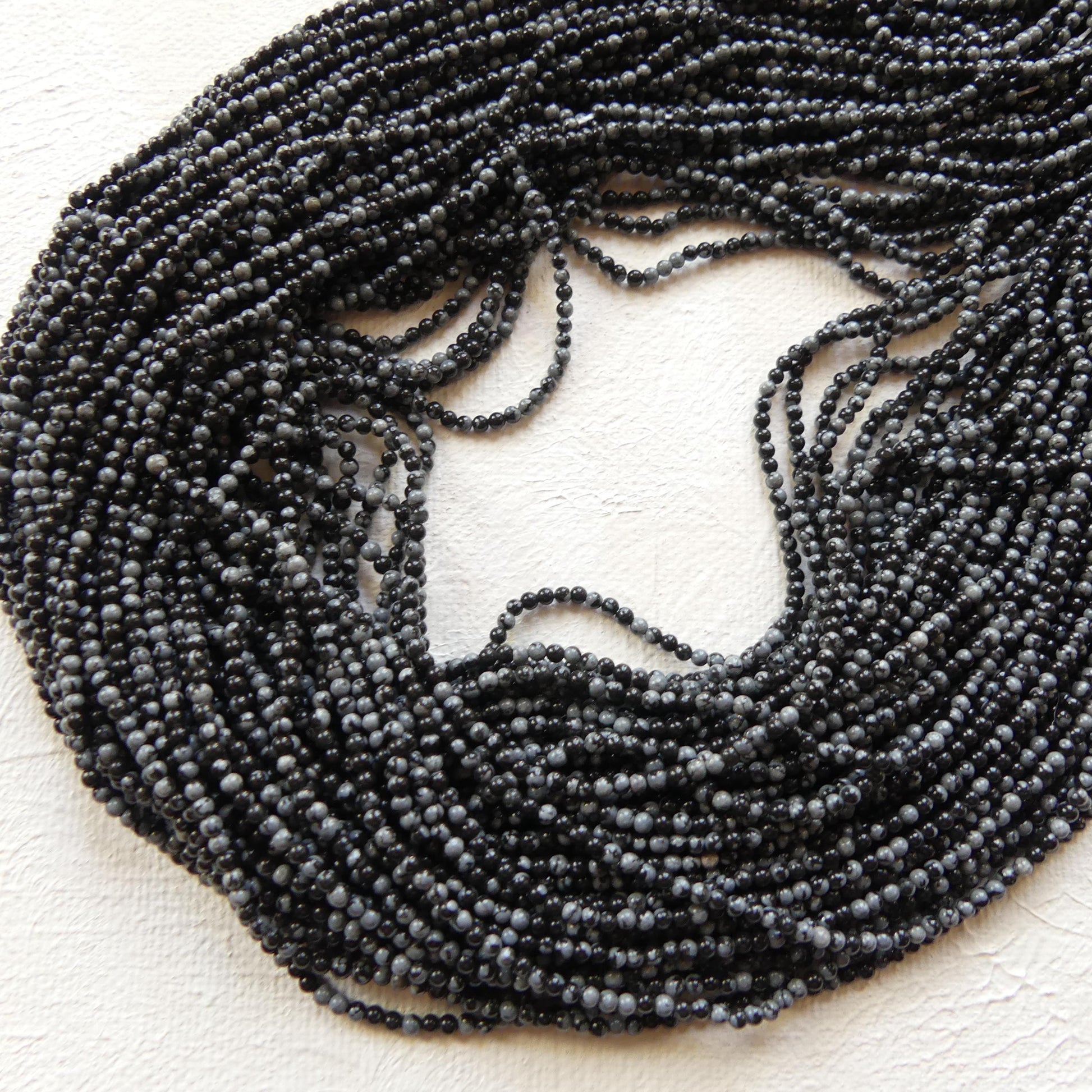 1.9mm 2mm Snowflake Obsidian Smooth Beads Black White Obsidian Genuine Beads 15" Gemstone Beads Beading Crafter Gift DIY Jewelry Making