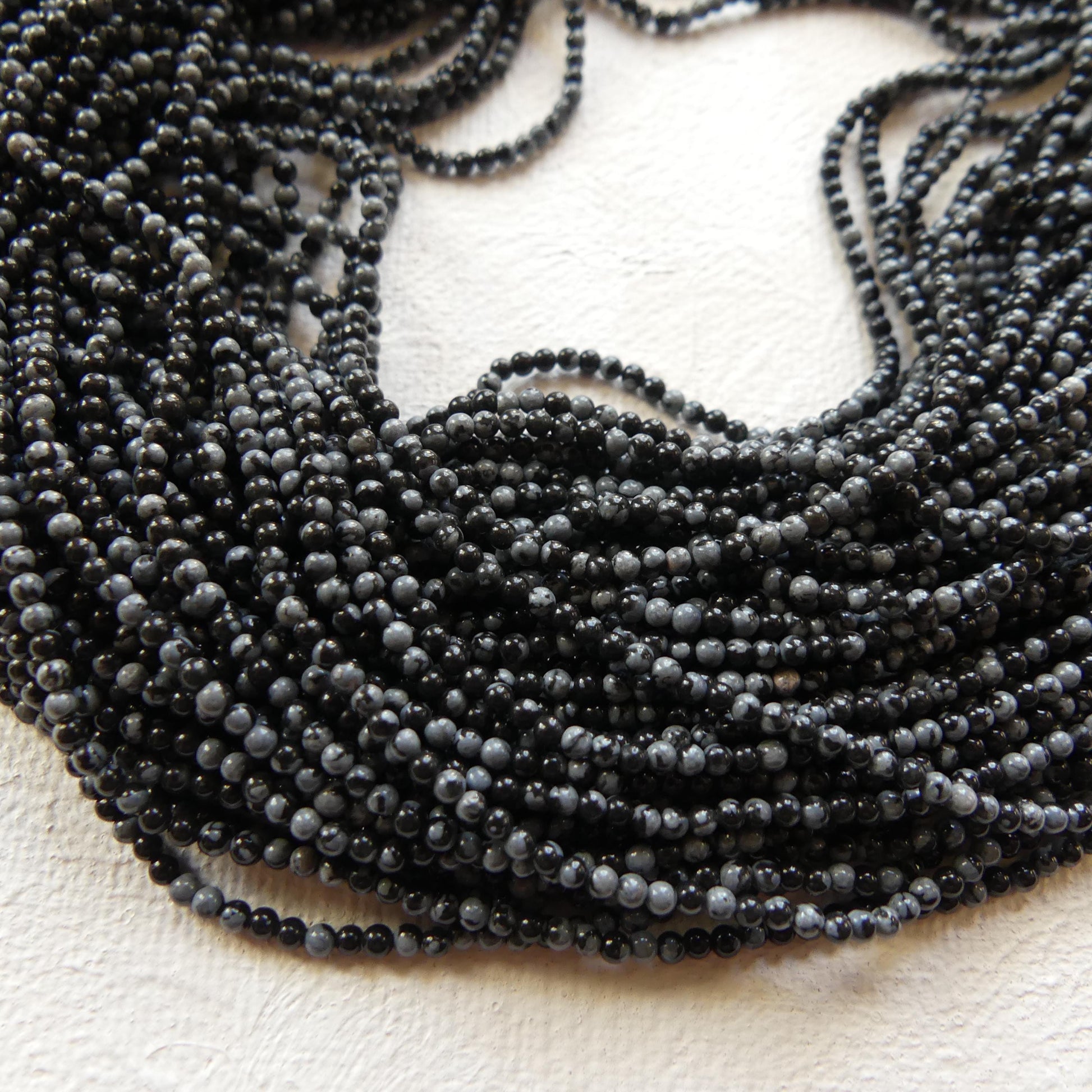 1.9mm 2mm Snowflake Obsidian Smooth Beads Black White Obsidian Genuine Beads 15" Gemstone Beads Beading Crafter Gift DIY Jewelry Making