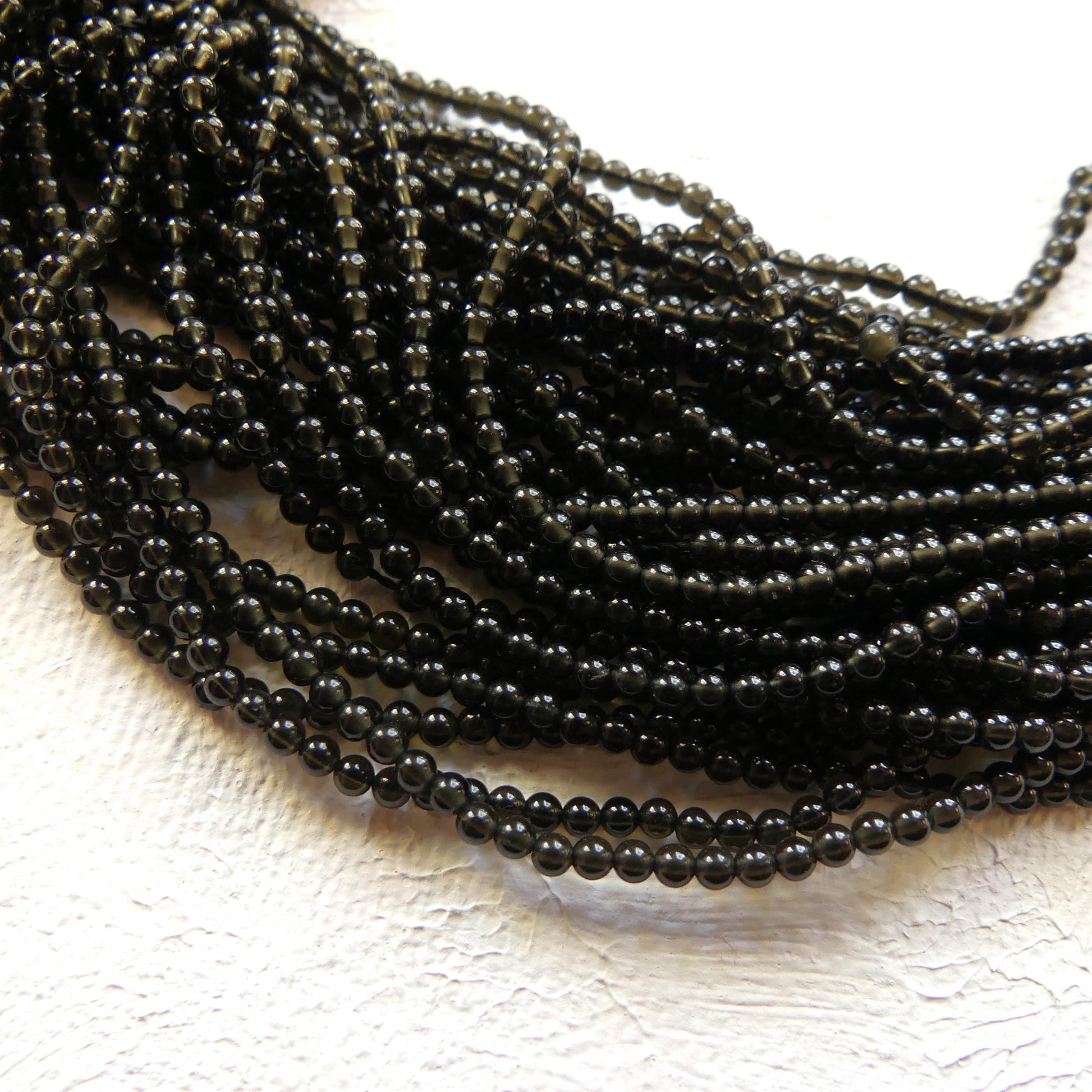 2mm Black Obsidian Smooth Beads Black Obsidian Genuine Beads 15" Gemstone Beads Beading Crafter Gift DIY Jewelry Making
