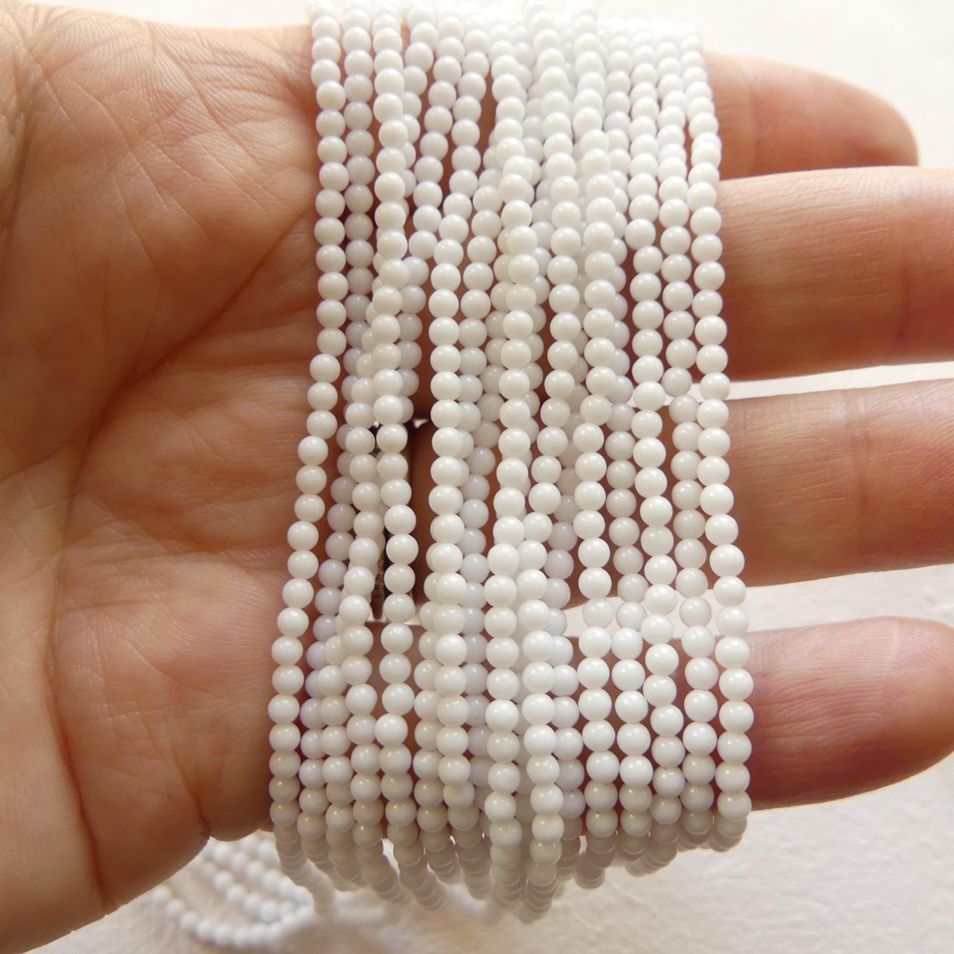 2mm White Feldspar Beads Smooth Genuine Small White Stone Beads 15" Gemstone Beads for Jewelry Making Beading Gift Crafter