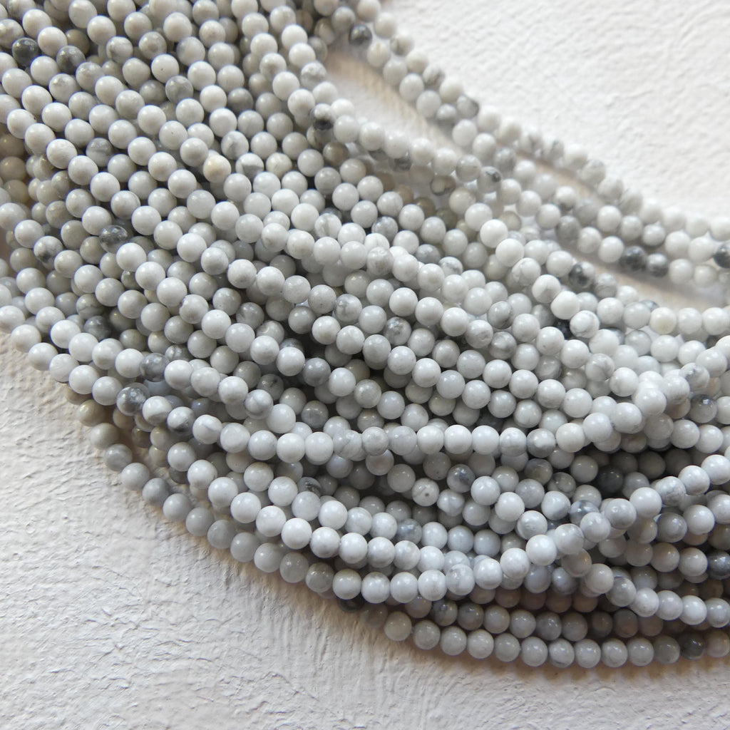2mm Howlite Smooth Beads 15" Natural White Turquoise Gemstone Beads Beading Crafter Gift DIY Jewelry