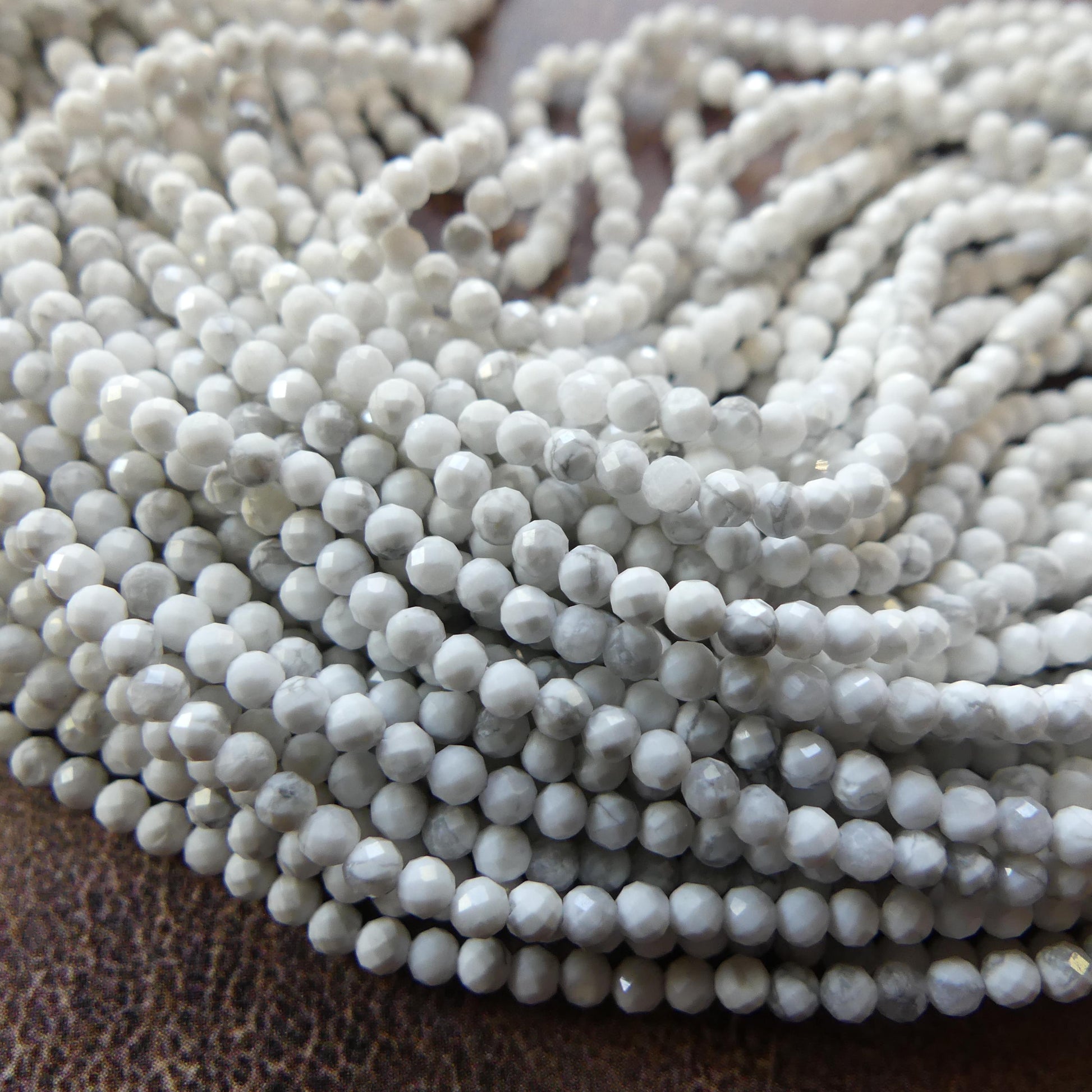 2mm Howlite Micro Faceted Beads 15" Natural White Turquoise Gemstone Beads Beading Crafter Gift DIY Jewelry