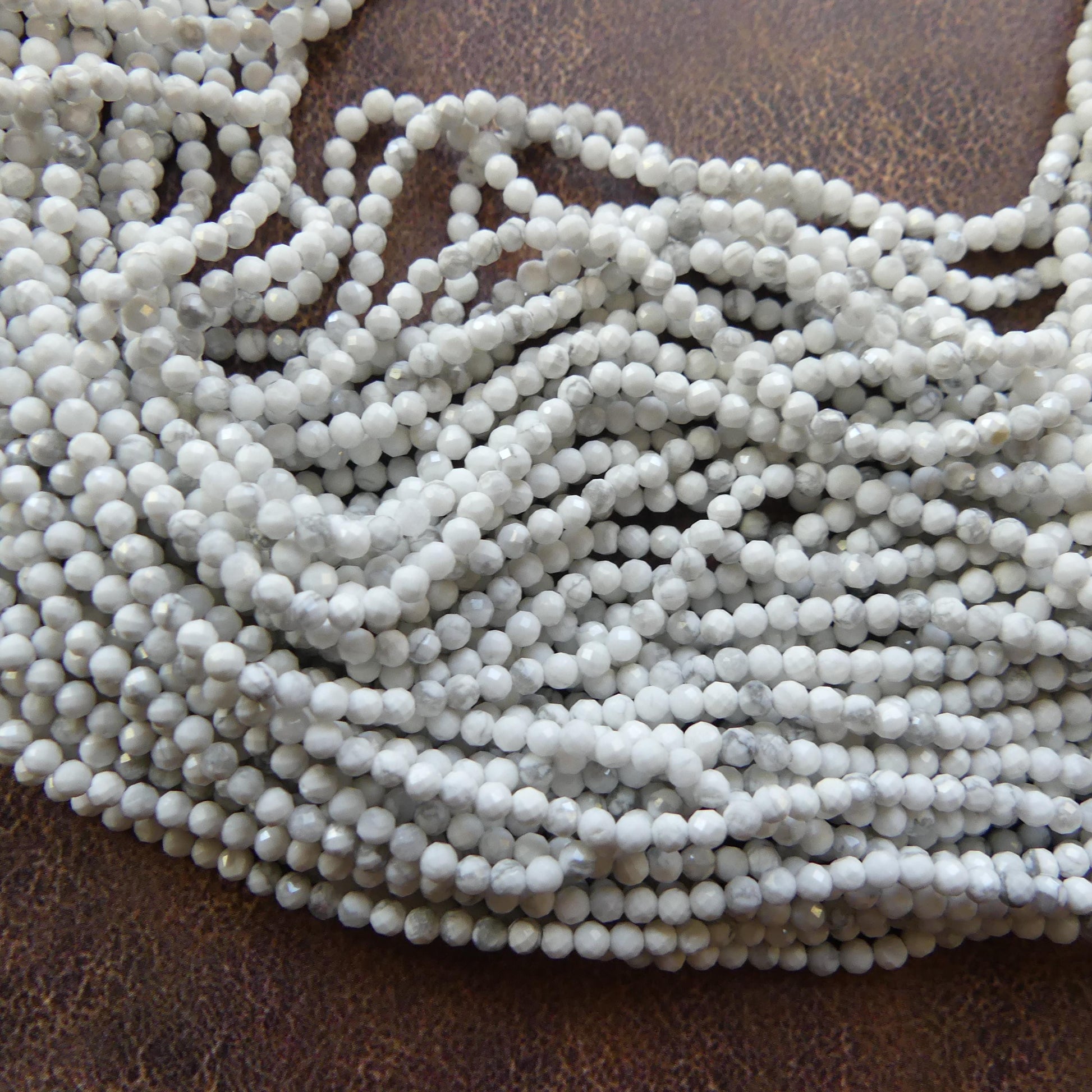 2mm Howlite Micro Faceted Beads 15" Natural White Turquoise Gemstone Beads Beading Crafter Gift DIY Jewelry
