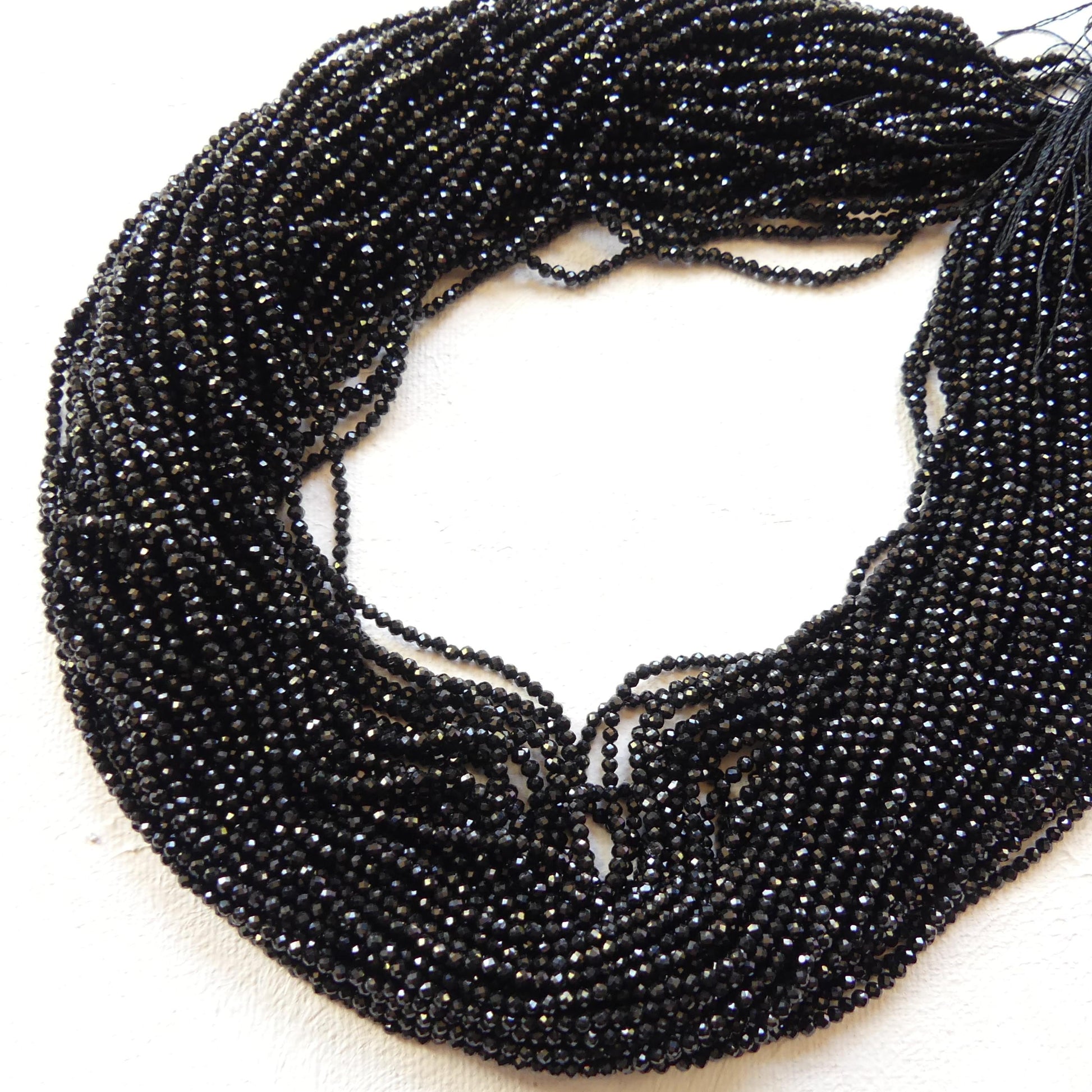 2mm Black Tourmaline Micro Faceted Beads Genuine Tourmaline 15" Gemstone Beads DIY Jewelry Making October Birthstone Crafter Beading Gift