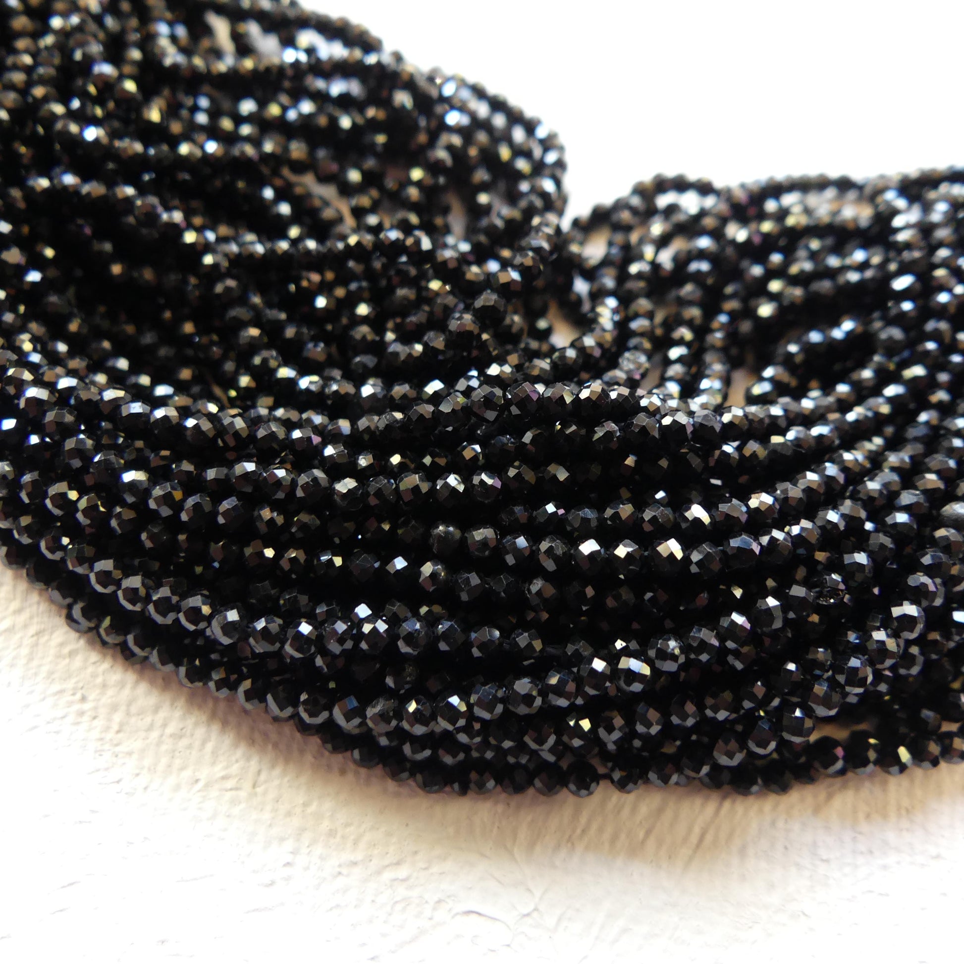 2mm Black Tourmaline Micro Faceted Beads Genuine Tourmaline 15" Gemstone Beads DIY Jewelry Making October Birthstone Crafter Beading Gift