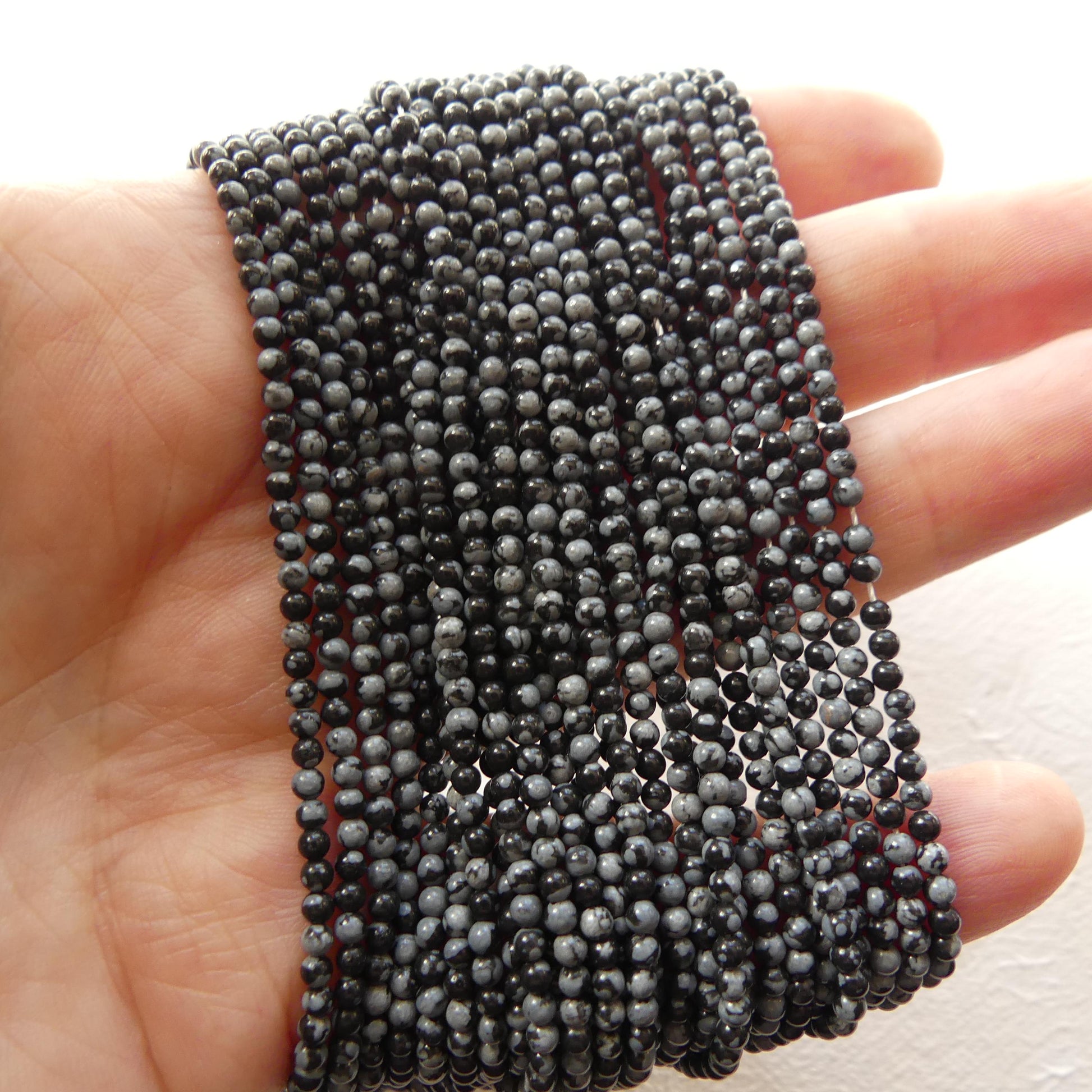 2mm Snowflake Obsidian Smooth Beads Black White Obsidian Genuine Beads 15" Gemstone Beads Beading Crafter Gift DIY Jewelry Making