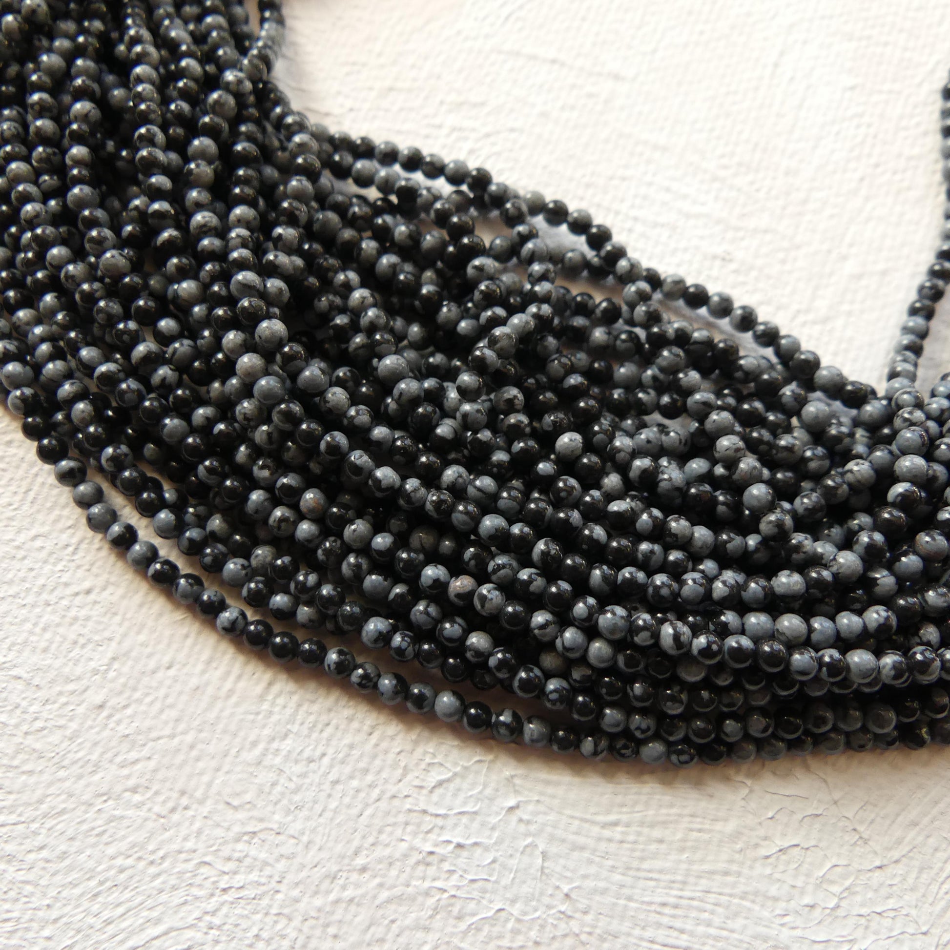 2mm Snowflake Obsidian Smooth Beads Black White Obsidian Genuine Beads 15" Gemstone Beads Beading Crafter Gift DIY Jewelry Making