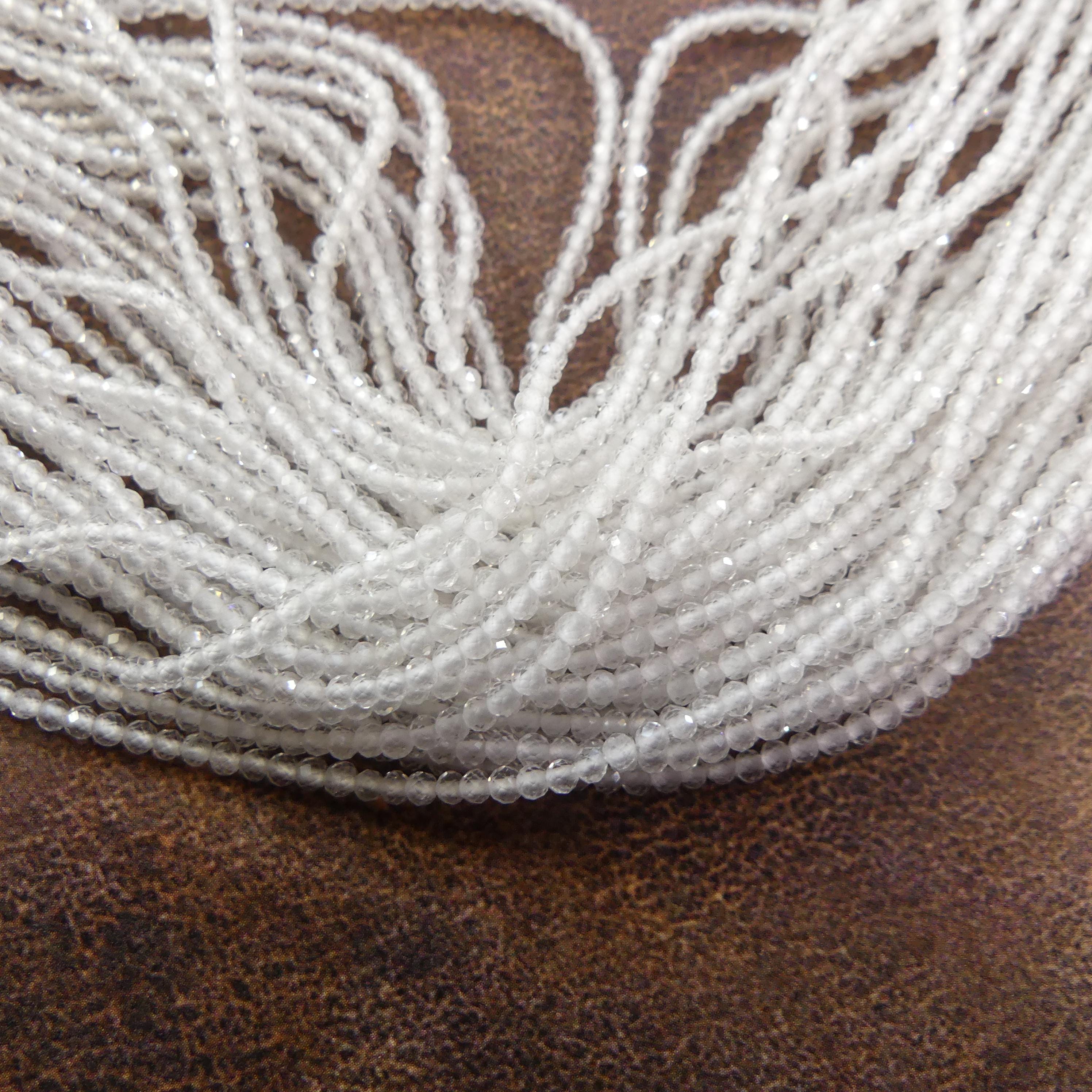 1.9mm AAA Rock Quartz Faceted Beads 15" Clear Crystal Quartz Genuine Gemstone Beads for Jewelry Making Beading Craft Gift April Birthstone