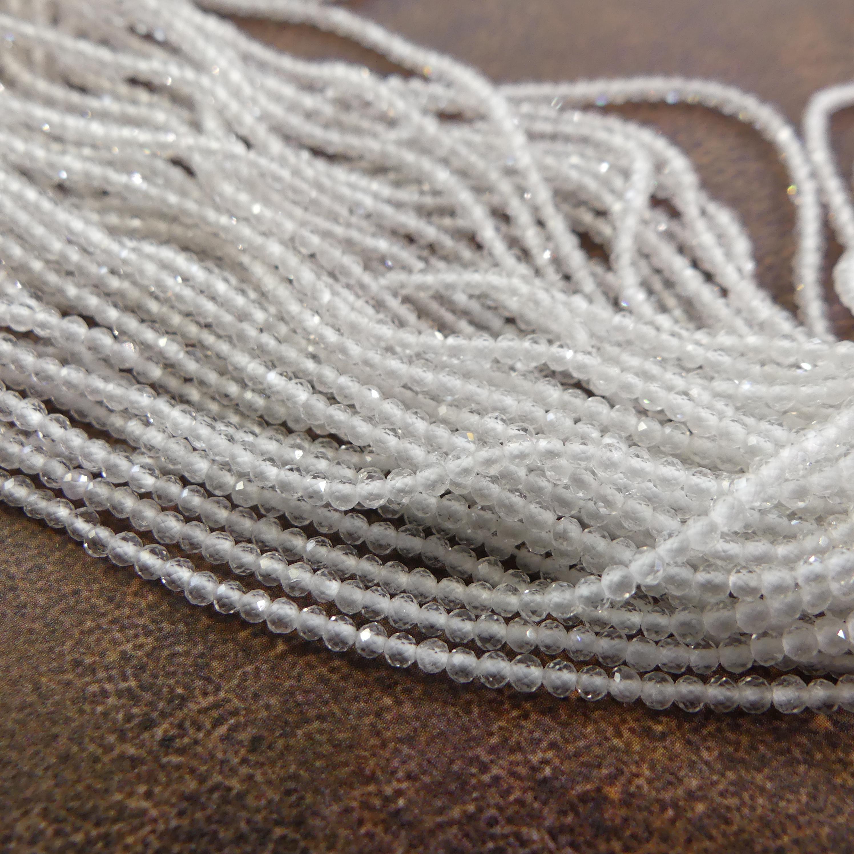 1.9mm AAA Rock Quartz Faceted Beads 15" Clear Crystal Quartz Genuine Gemstone Beads for Jewelry Making Beading Craft Gift April Birthstone