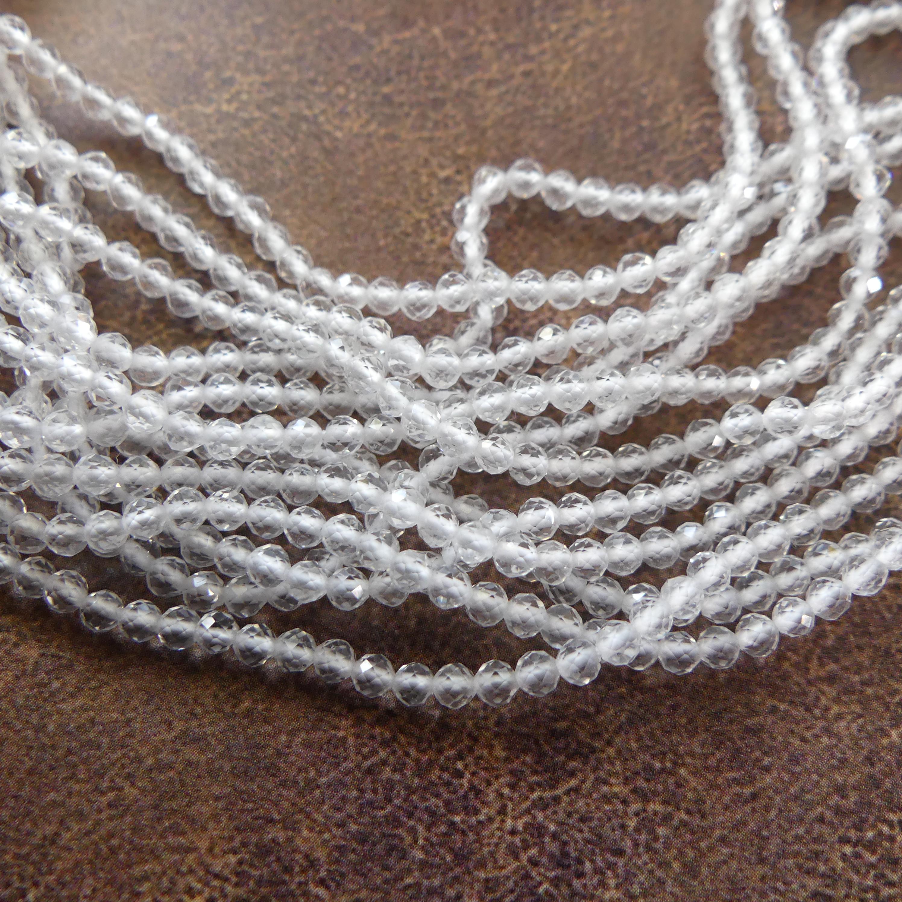2mm AAA Rock Quartz Faceted Beads 12.5" Clear Crystal Quartz Genuine Gemstone Beads for Jewelry Making Beading Craft Gift April Birthstone