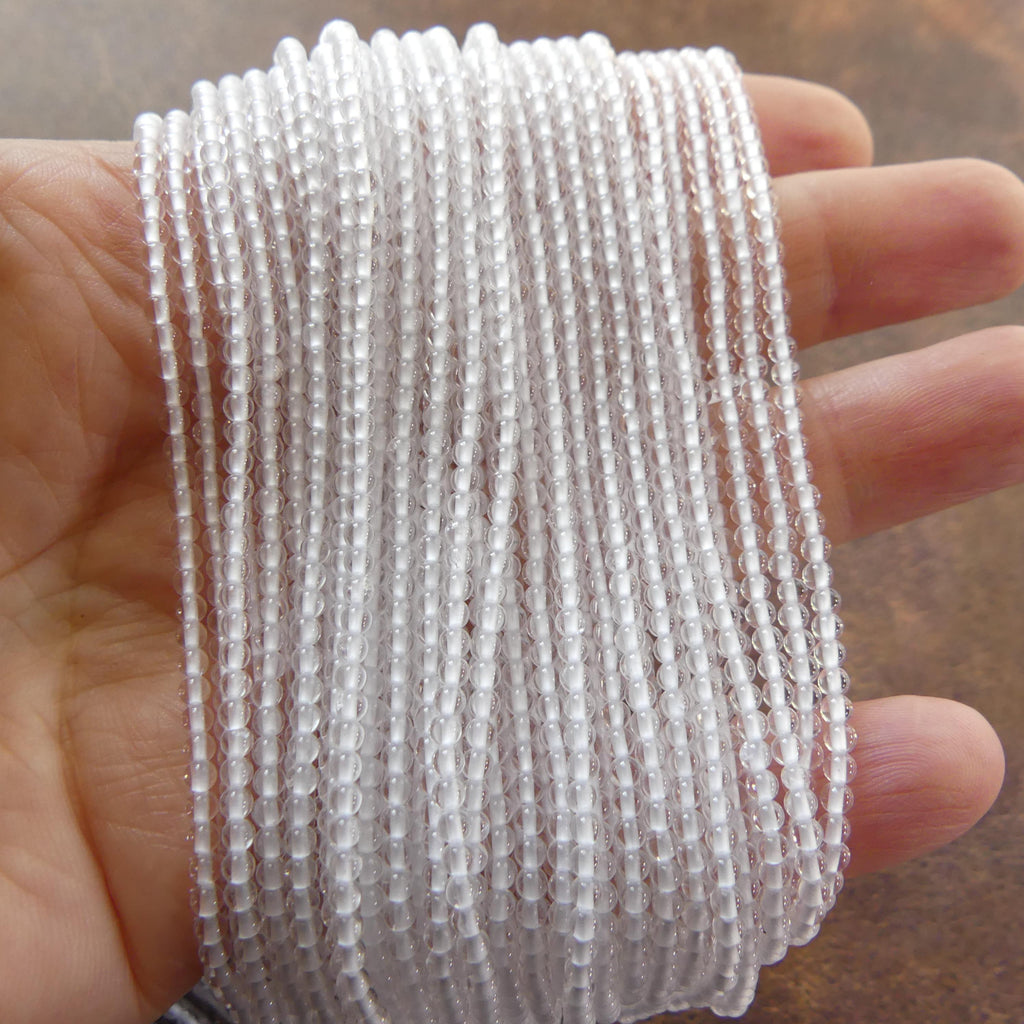 2mm AAA Rock Quartz Smooth Beads 15" Clear Crystal Quartz Genuine Gemstone Beads for Jewelry Making Beading Craft Gift April Birthstone