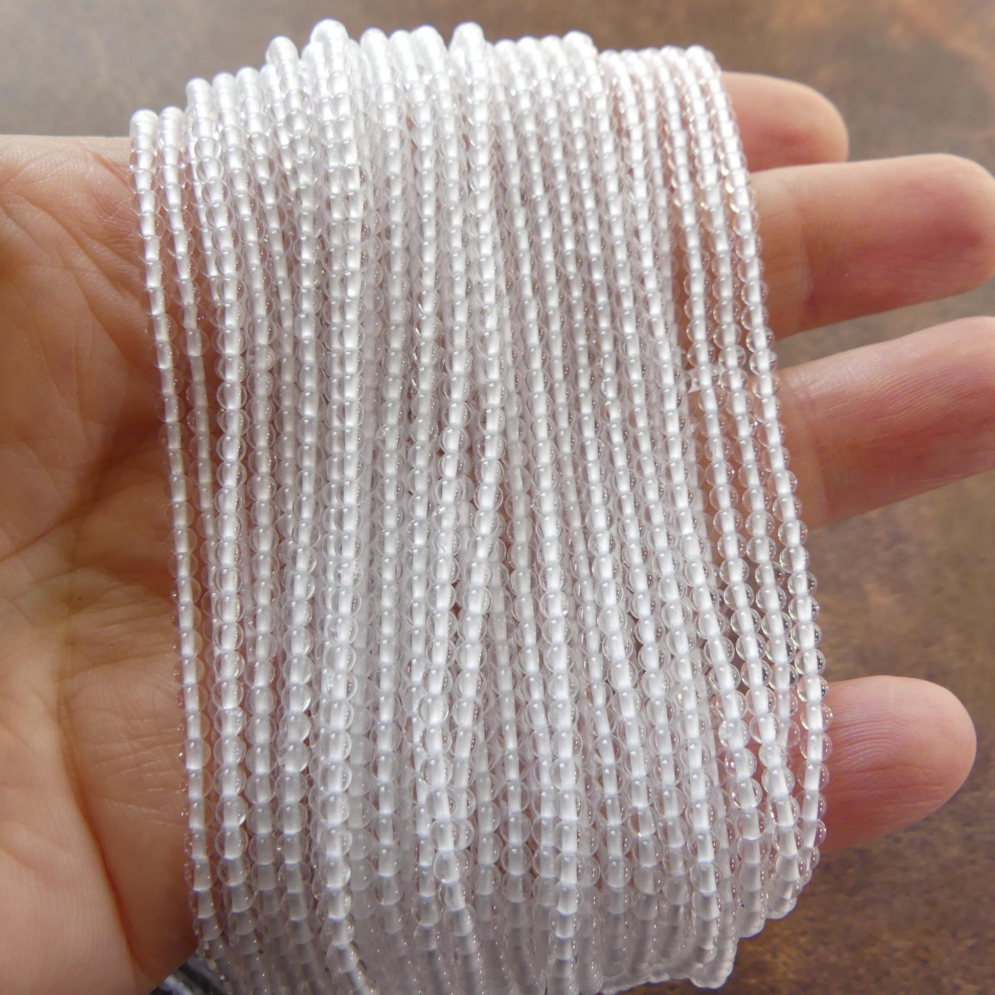 2mm AAA Rock Quartz Smooth Beads 15" Clear Crystal Quartz Genuine Gemstone Beads for Jewelry Making Beading Craft Gift April Birthstone