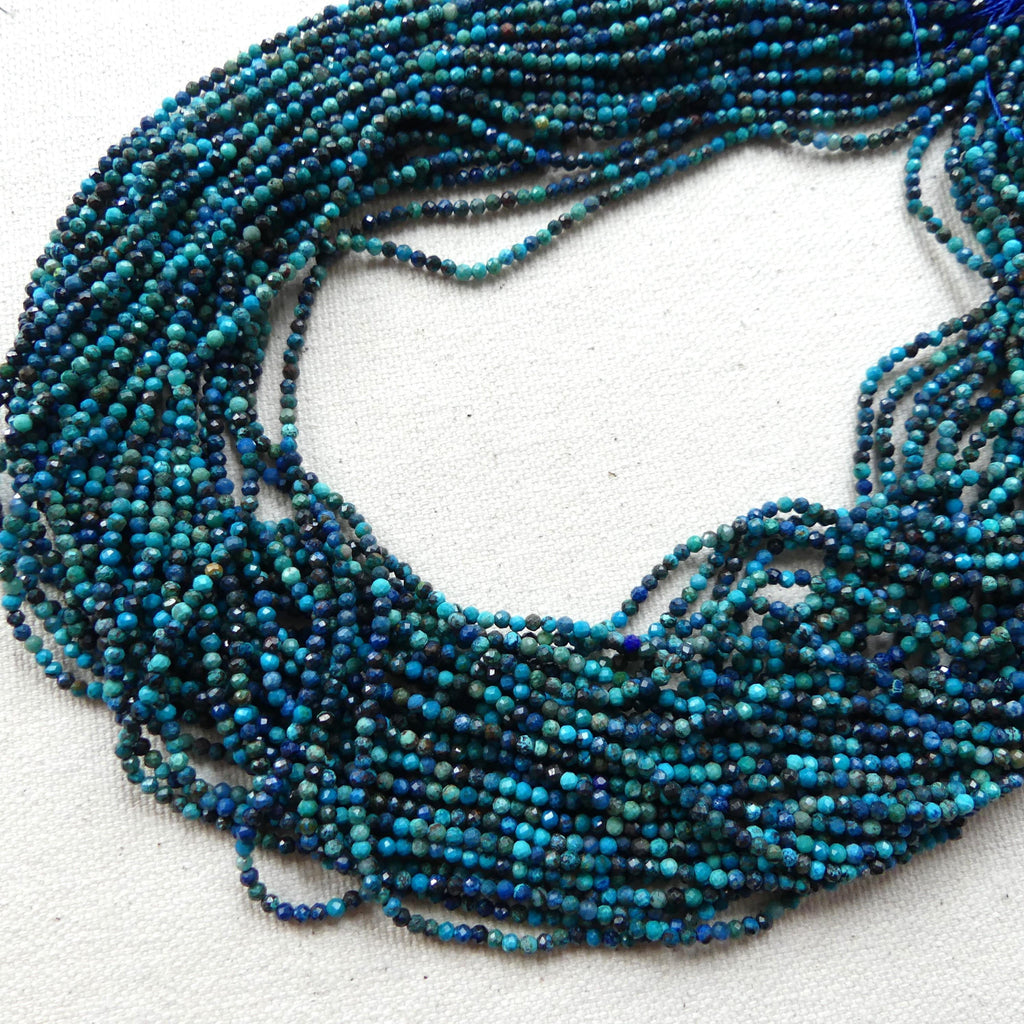 2mm Quantum Quattro Chrysocolla Beads Micro Faceted 15" Chrysocolla Gemstone Beads Beading Crafter Gift DIY Jewelry making