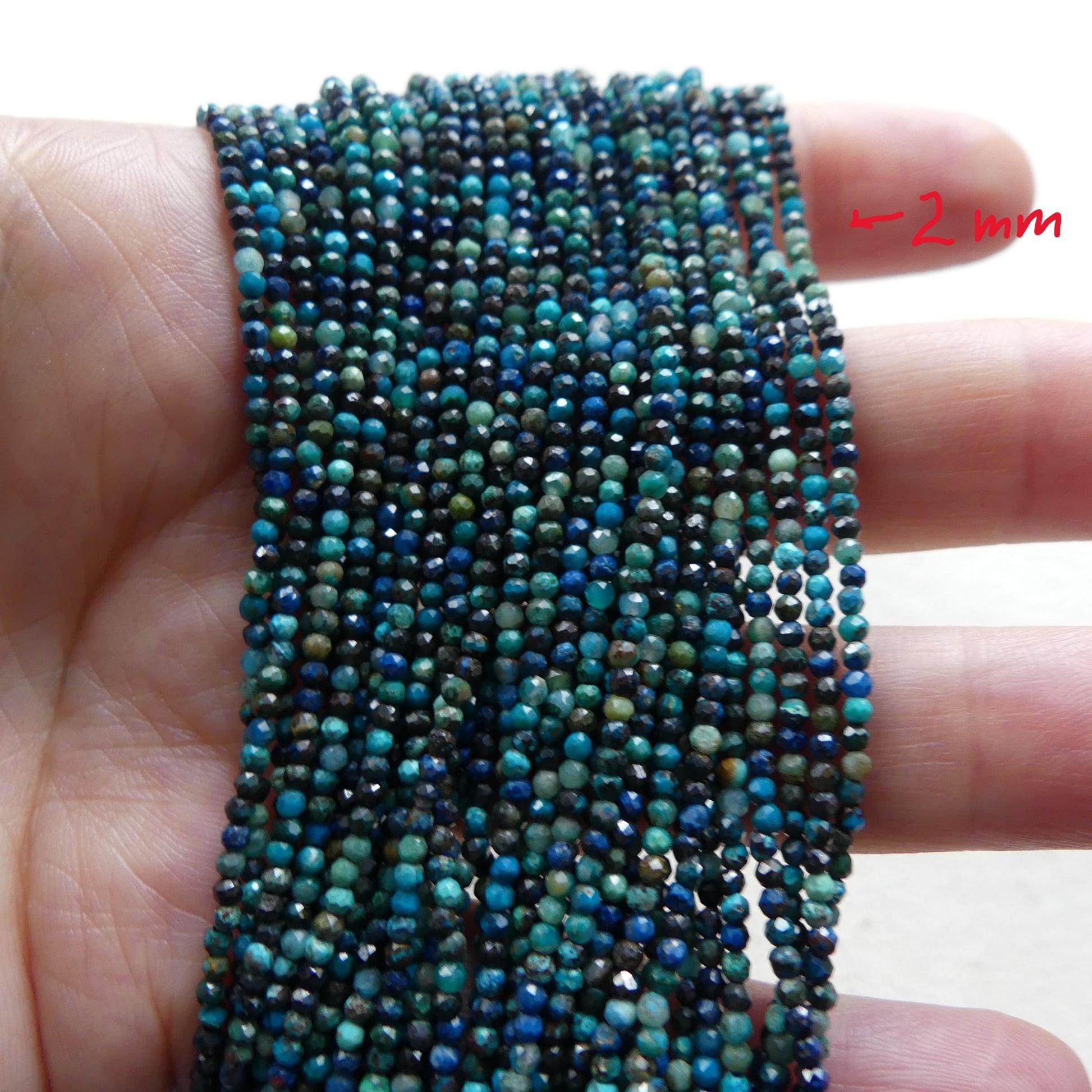 2mm Quantum Quattro Chrysocolla Beads Micro Faceted 15" Chrysocolla Gemstone Beads Beading Crafter Gift DIY Jewelry making