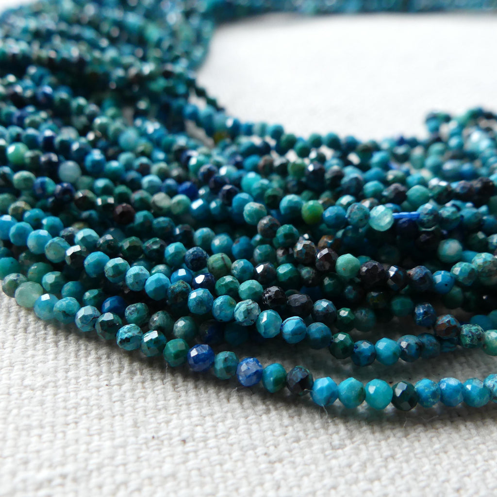 2mm Chrysocolla Azurite Beads Micro Faceted 15" Chrysocolla Gemstone Beads Beading Crafter Gift DIY Jewelry making