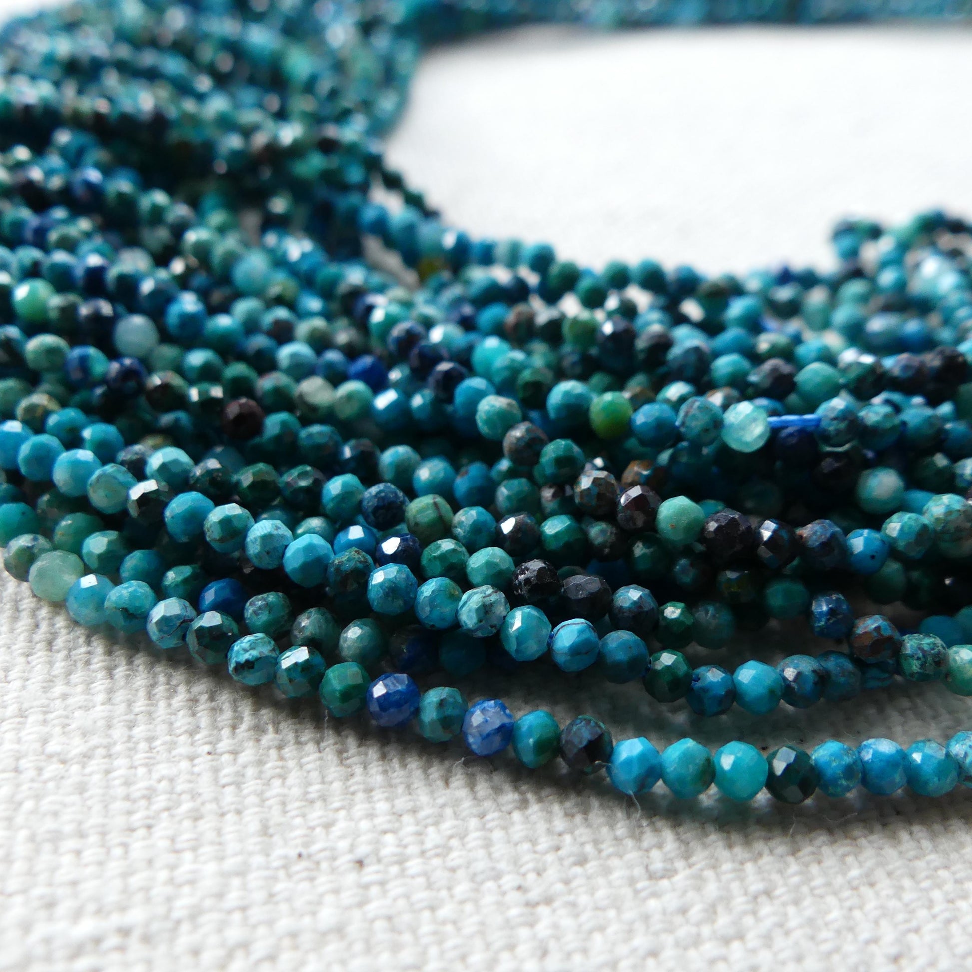 2mm Chrysocolla Azurite Beads Micro Faceted 15" Chrysocolla Gemstone Beads Beading Crafter Gift DIY Jewelry making