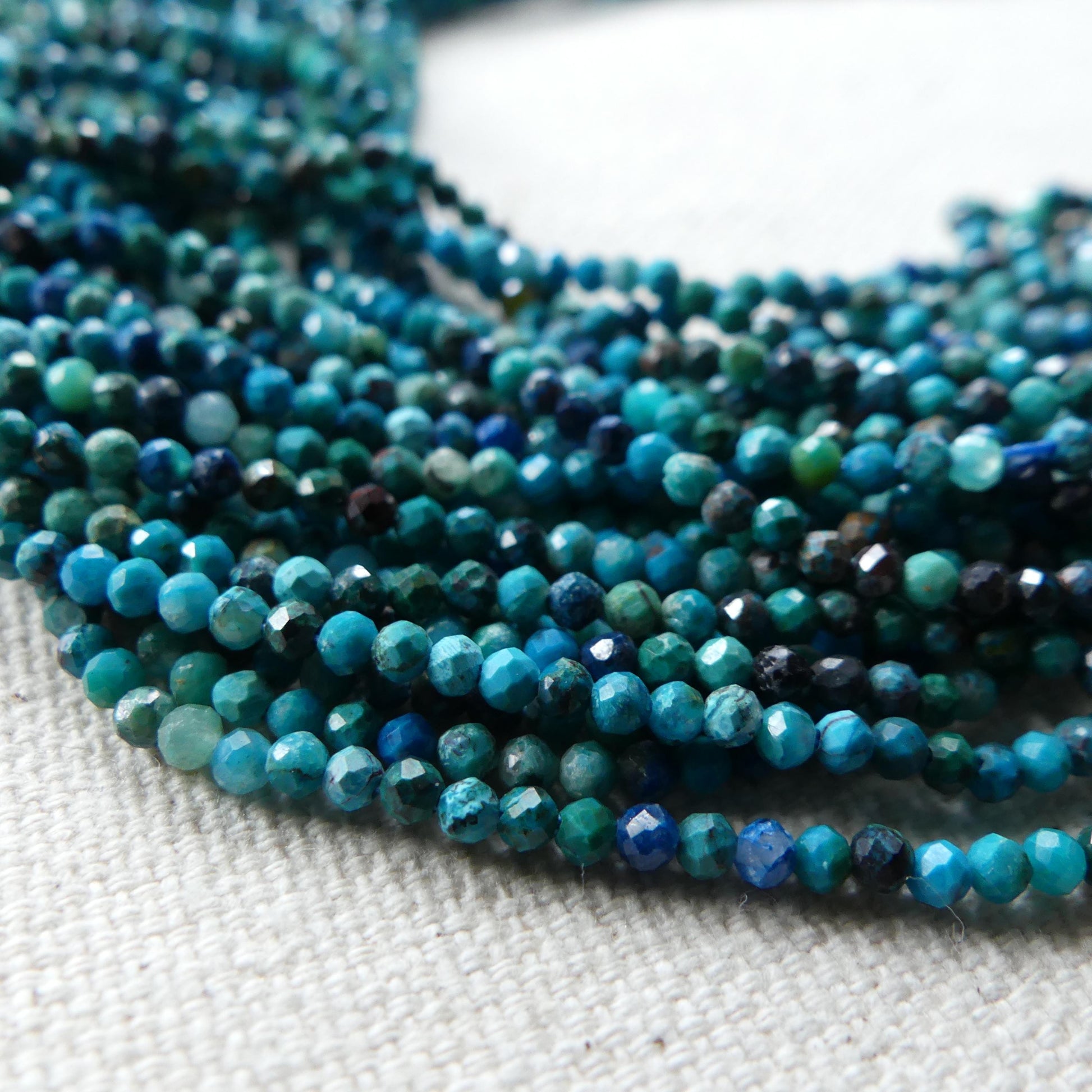 2mm Chrysocolla Azurite Beads Micro Faceted 15" Chrysocolla Gemstone Beads Beading Crafter Gift DIY Jewelry making