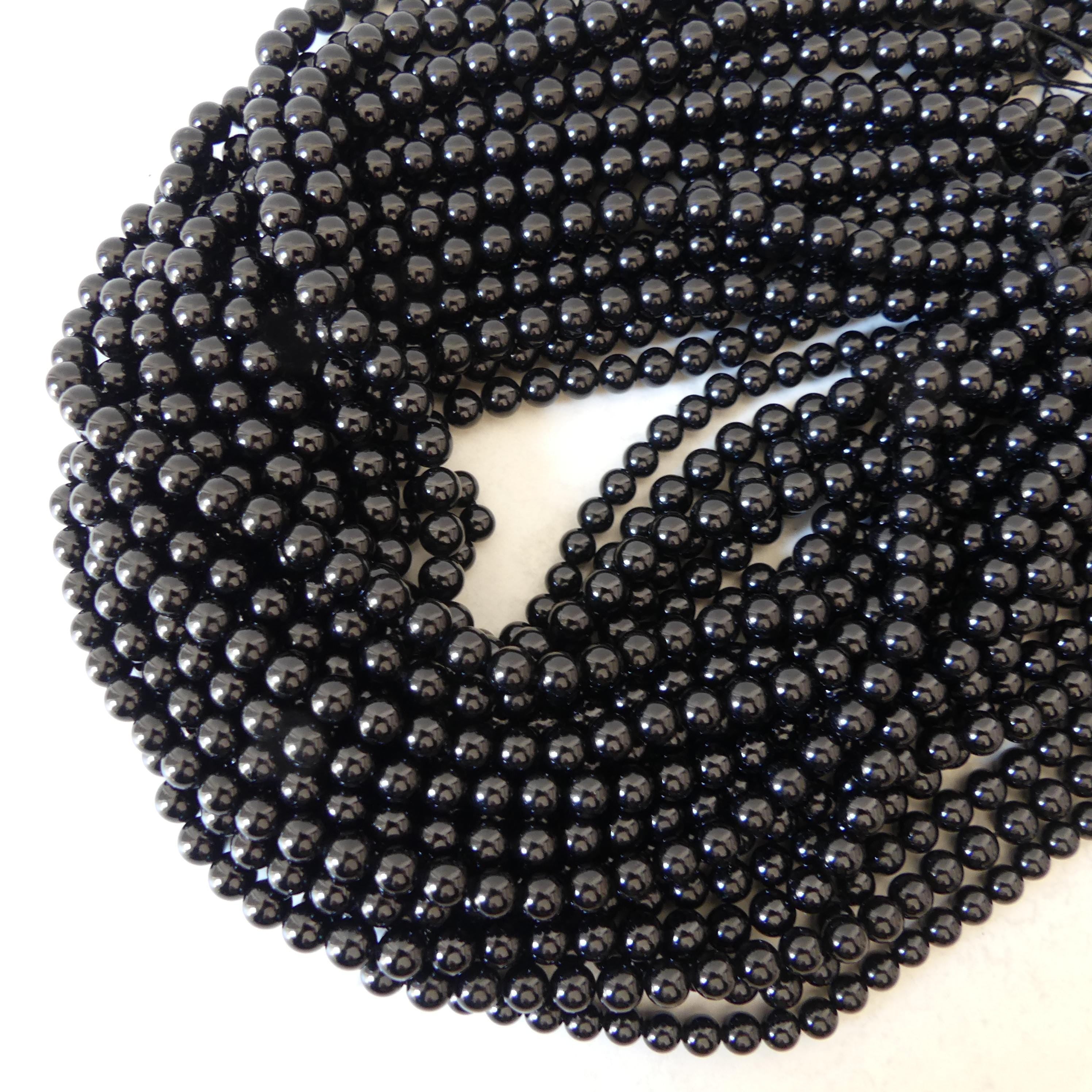6mm Black Tourmaline Smooth Round Beads Genuine Beads 15" Gemstone Beads for Jewelry Making Beading Craft Gift