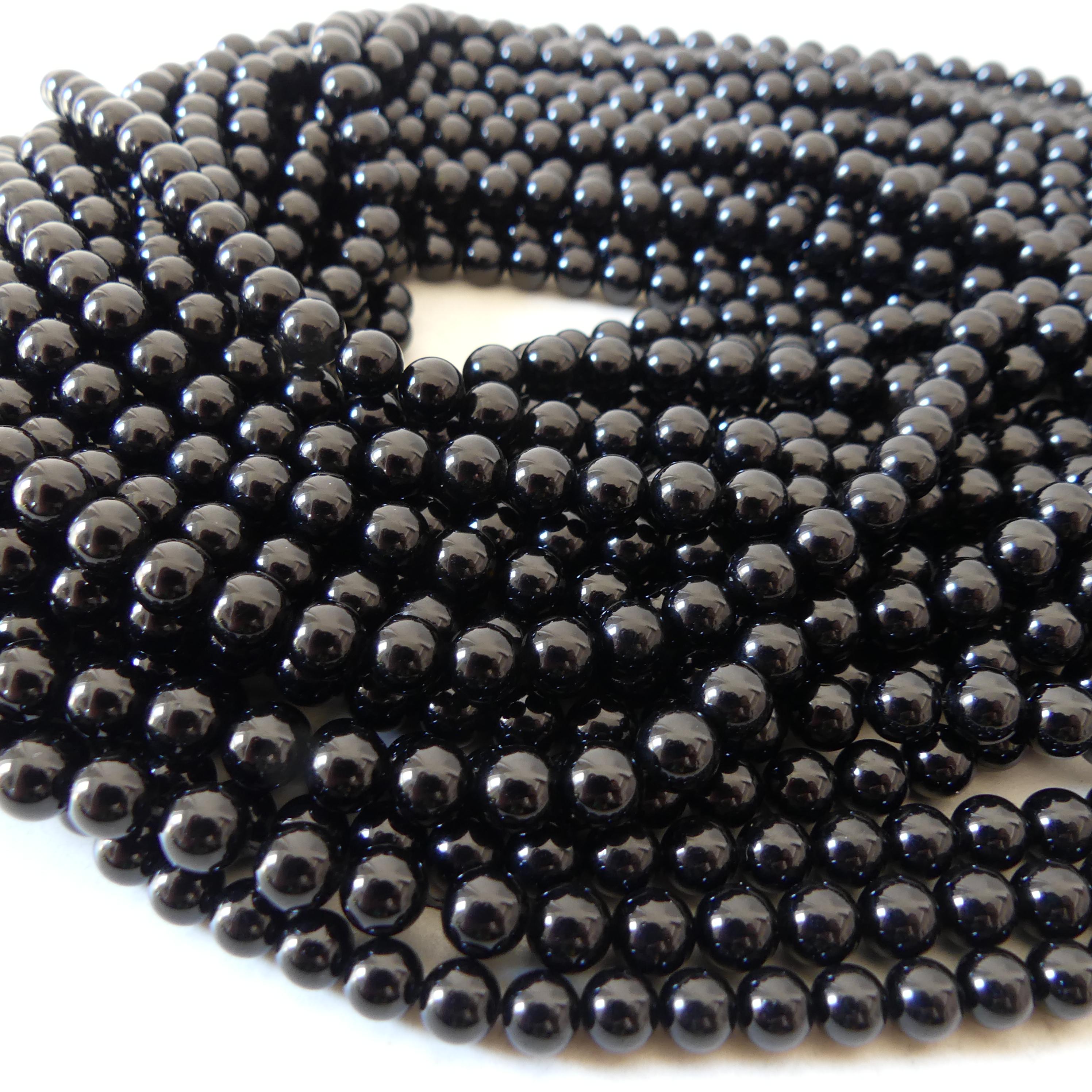 6mm Black Tourmaline Smooth Round Beads Genuine Beads 15" Gemstone Beads for Jewelry Making Beading Craft Gift