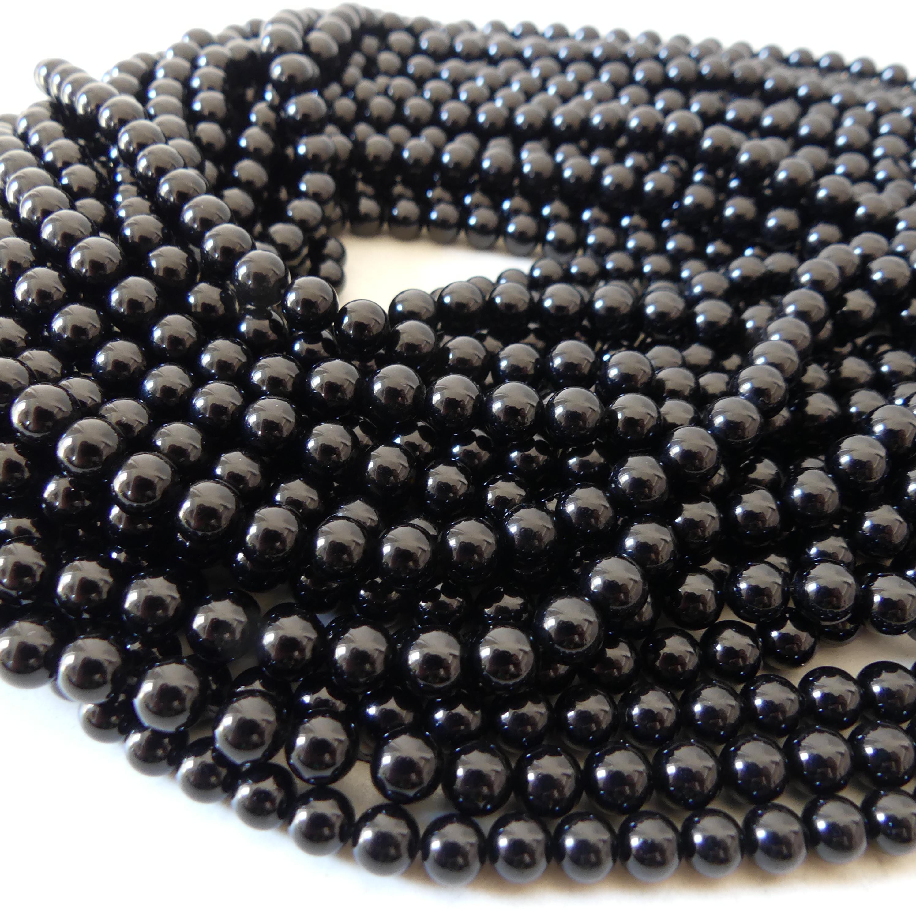 6mm Black Tourmaline Smooth Round Beads Genuine Beads 15" Gemstone Beads for Jewelry Making Beading Craft Gift