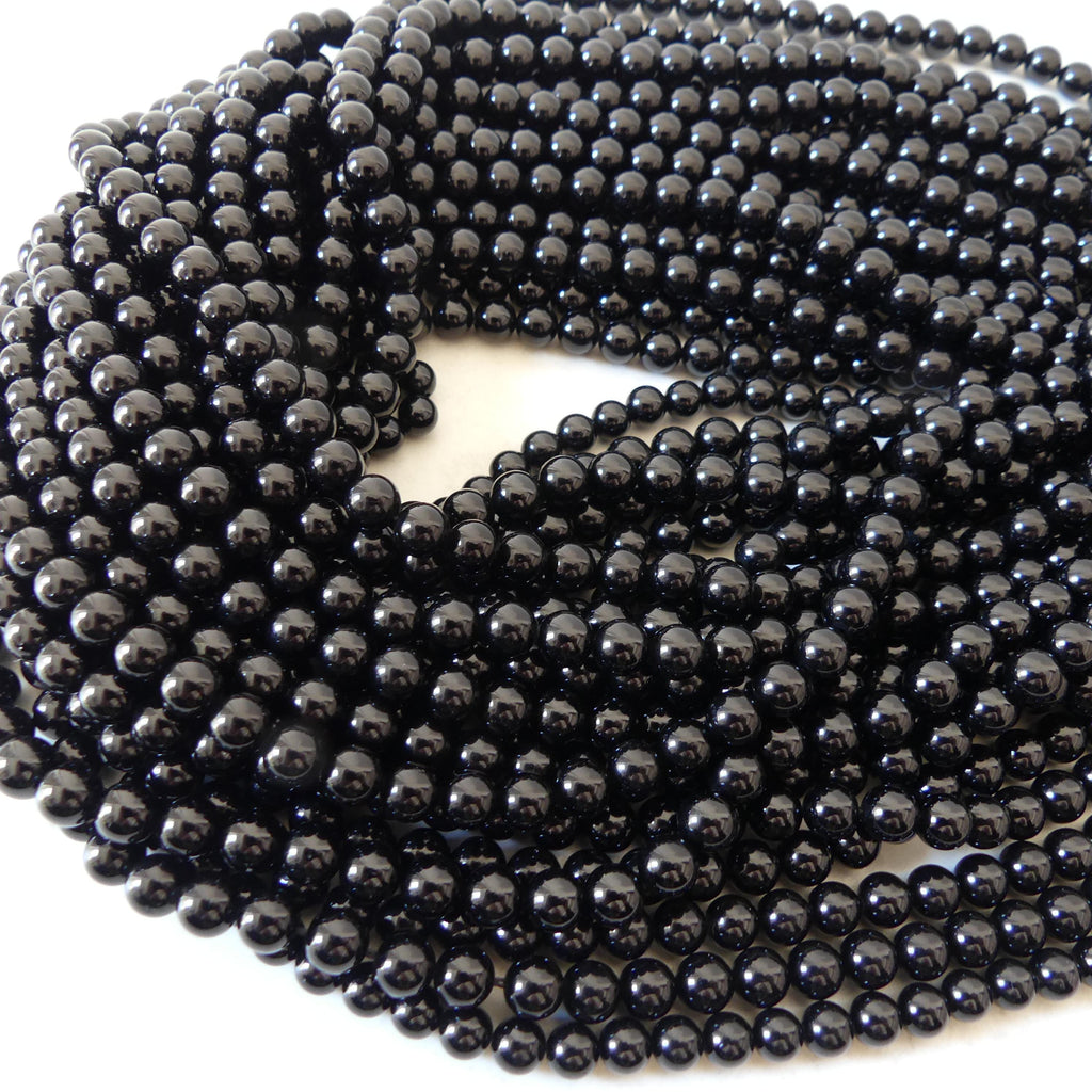 6mm Black Tourmaline Smooth Round Beads Genuine Beads 15" Gemstone Beads for Jewelry Making Beading Craft Gift