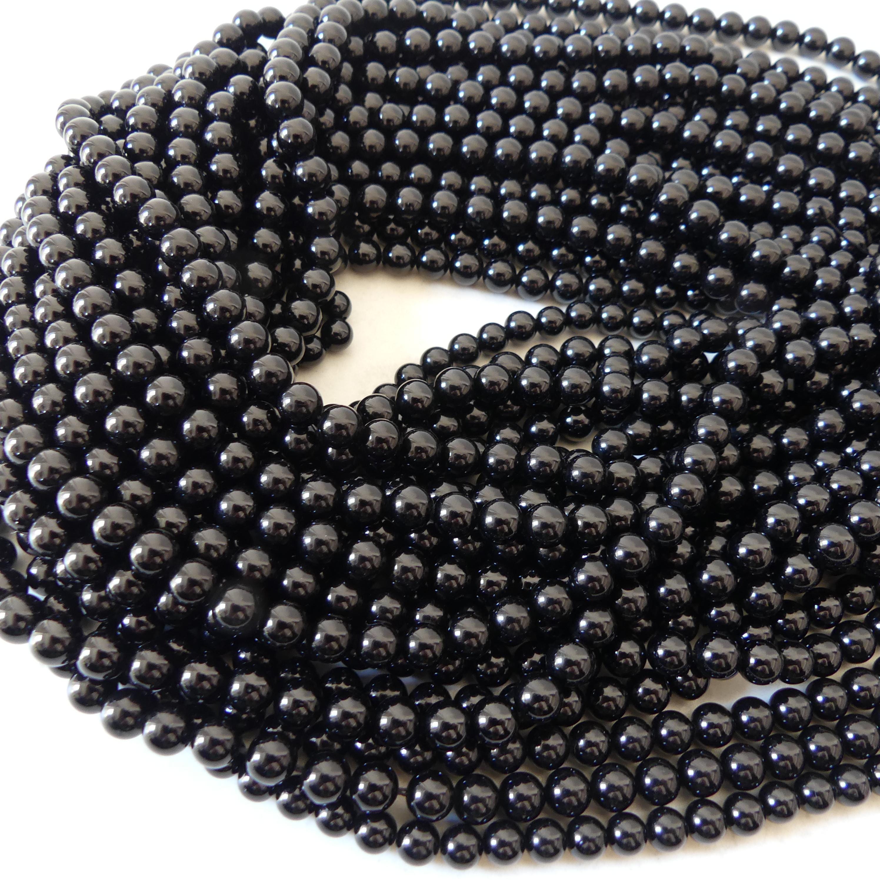 6mm Black Tourmaline Smooth Round Beads Genuine Beads 15" Gemstone Beads for Jewelry Making Beading Craft Gift