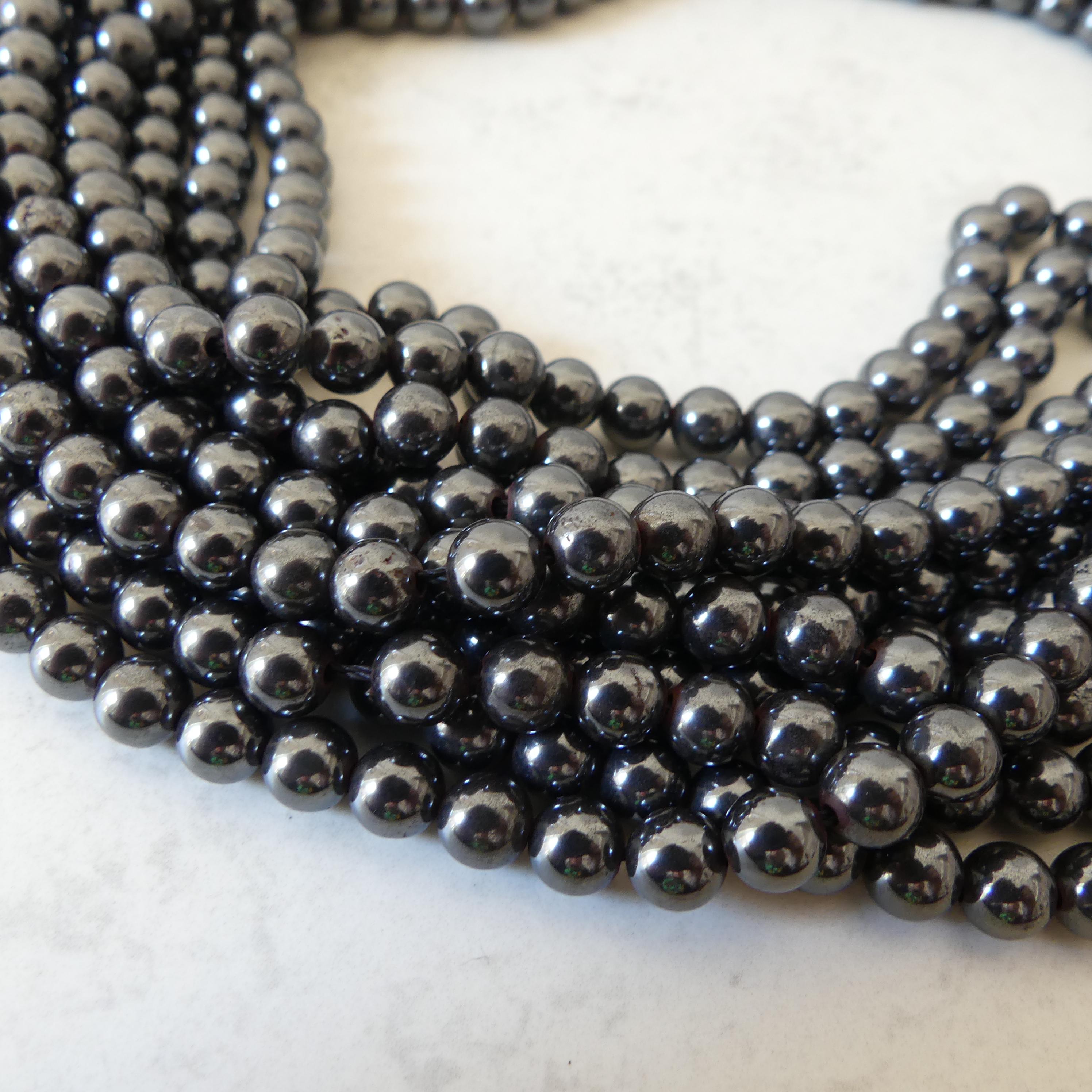 6mm Genuine Hematite Smooth Round Beads Genuine Beads 15" Gemstone Beads for Jewelry Making Beading Craft Gift