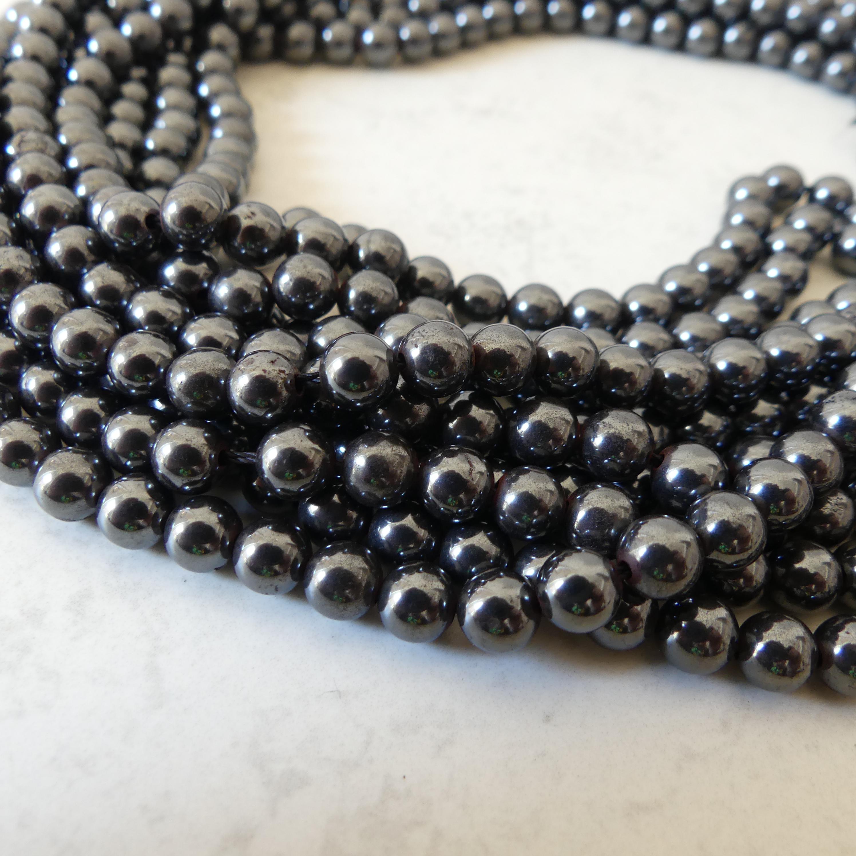 6mm Genuine Hematite Smooth Round Beads Genuine Beads 15" Gemstone Beads for Jewelry Making Beading Craft Gift