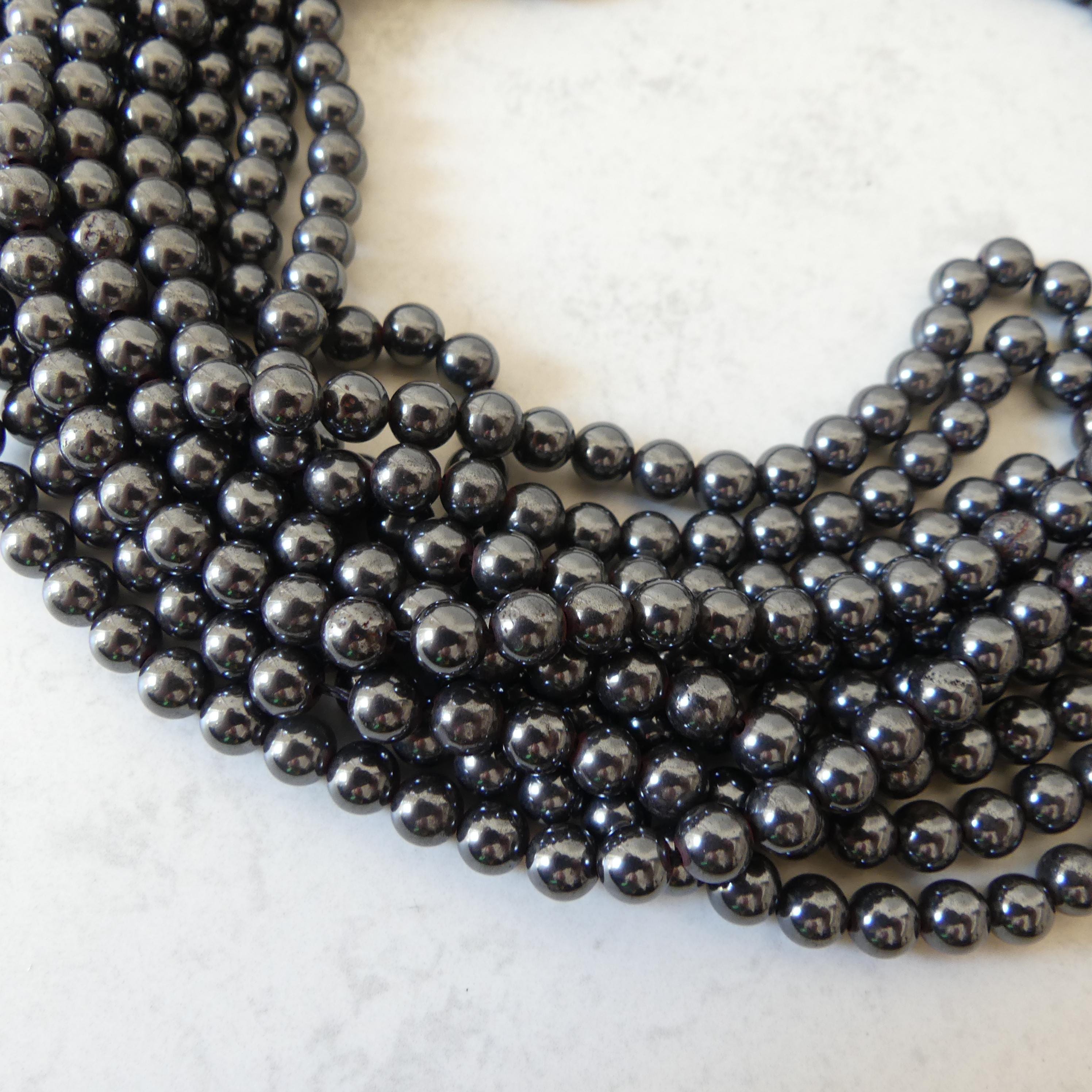 6mm Genuine Hematite Smooth Round Beads Genuine Beads 15" Gemstone Beads for Jewelry Making Beading Craft Gift