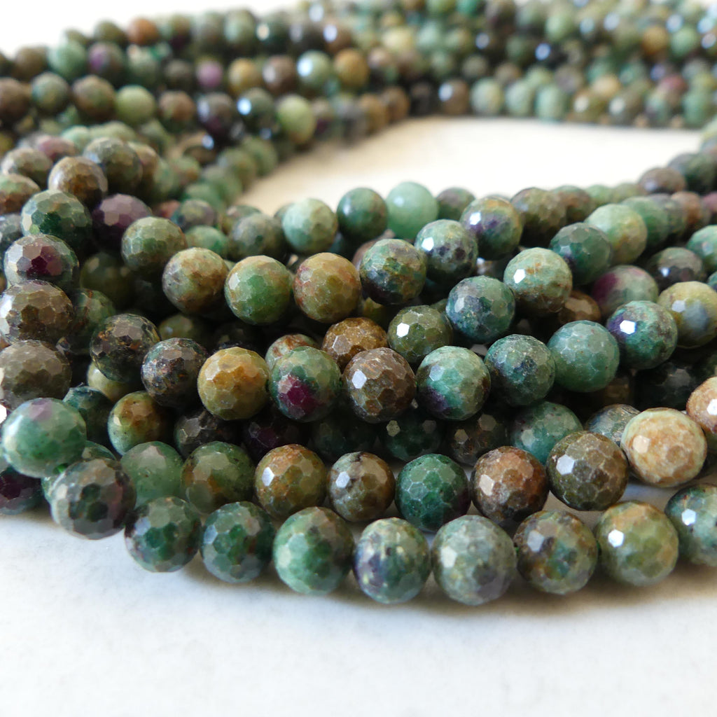 6mm African Ruby in Fuchsite Faceted Beads 15" Multi Color Genuine Gemstone Beads for Jewelry Making Beading Craft Gift Beads