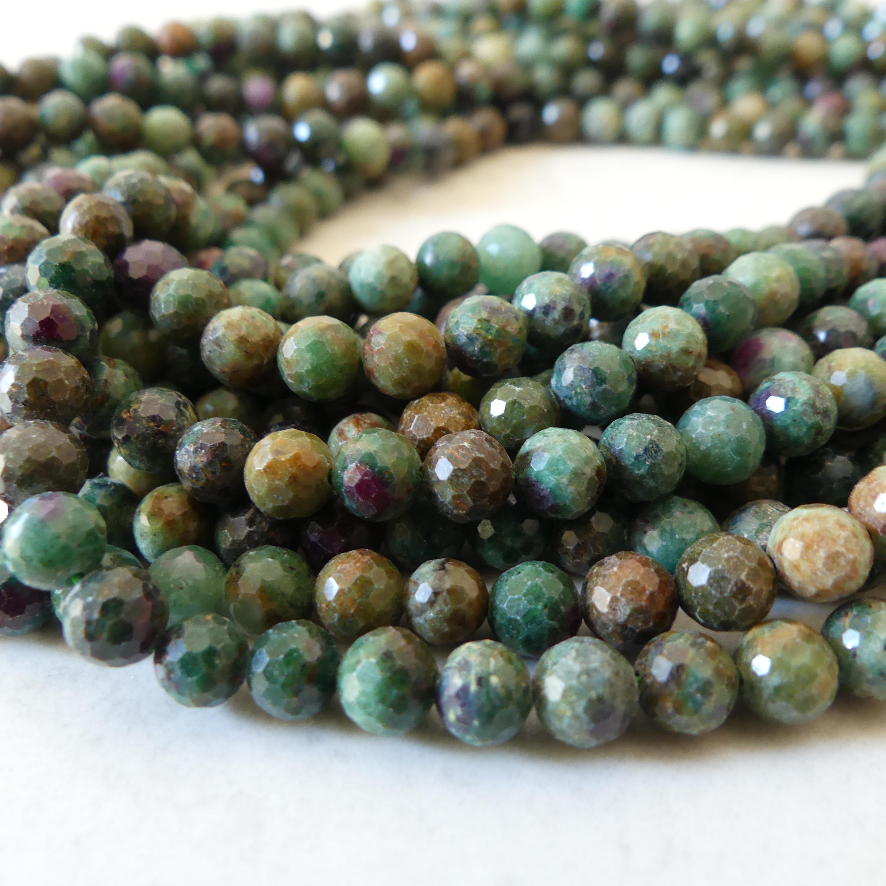 6mm African Ruby in Fuchsite Faceted Beads 15" Multi Color Genuine Gemstone Beads for Jewelry Making Beading Craft Gift Beads