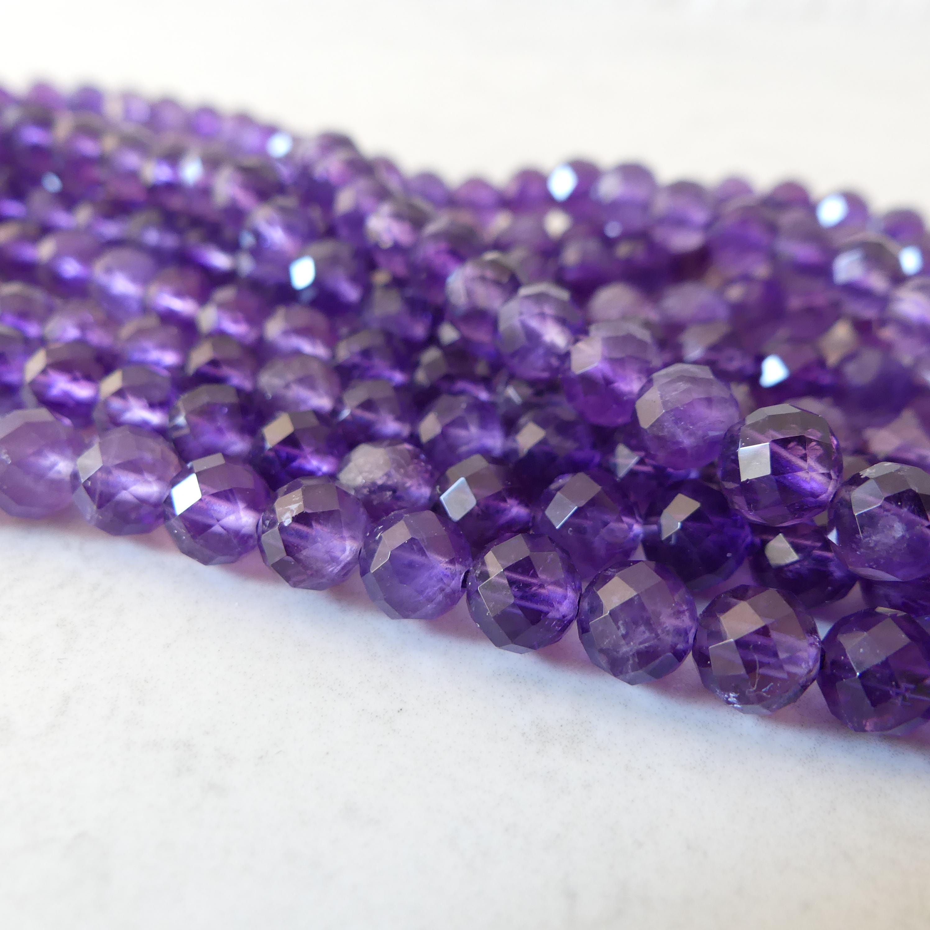 6mm AAA Amethyst Faceted Beads Half Strand 7.5" Purple Natural Amethyst Gemstone Beads Beading Crafter Gift February Birthstone