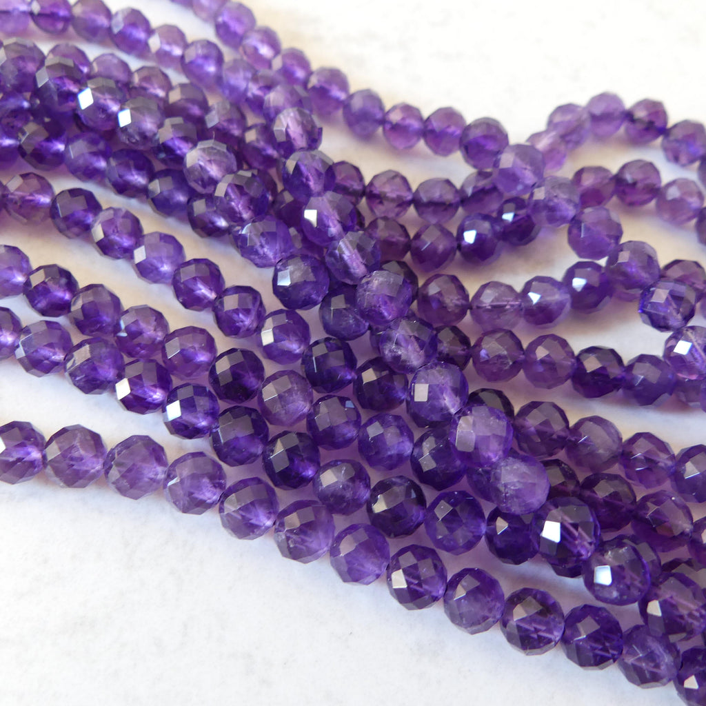 6mm AAA Amethyst Faceted Beads Half Strand 7.5" Purple Natural Amethyst Gemstone Beads Beading Crafter Gift February Birthstone