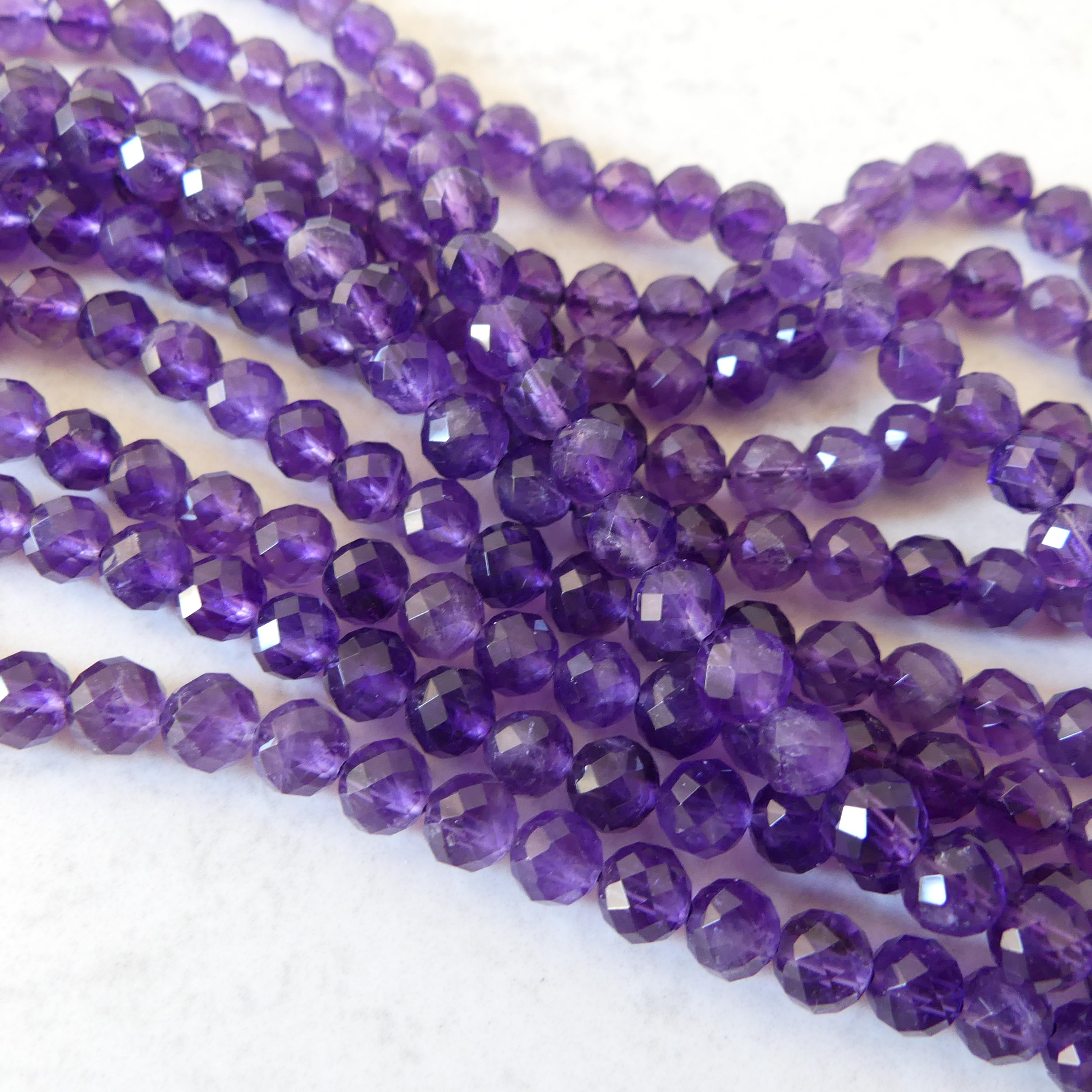 6mm AAA Amethyst Faceted Beads Half Strand 7.5" Purple Natural Amethyst Gemstone Beads Beading Crafter Gift February Birthstone