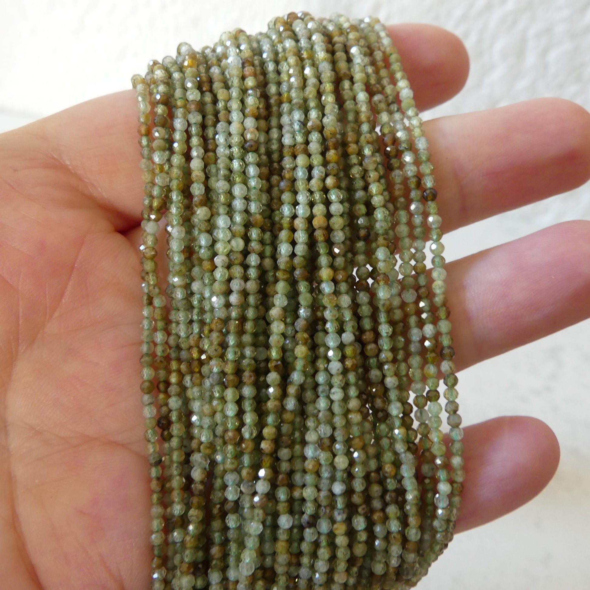 2mm AAA Grossularite Garnet Beads Micro Faceted Green Garnet Beads 15" Natural Garnet Gemstone Beads Beading Crafter Gift DIY Jewelry