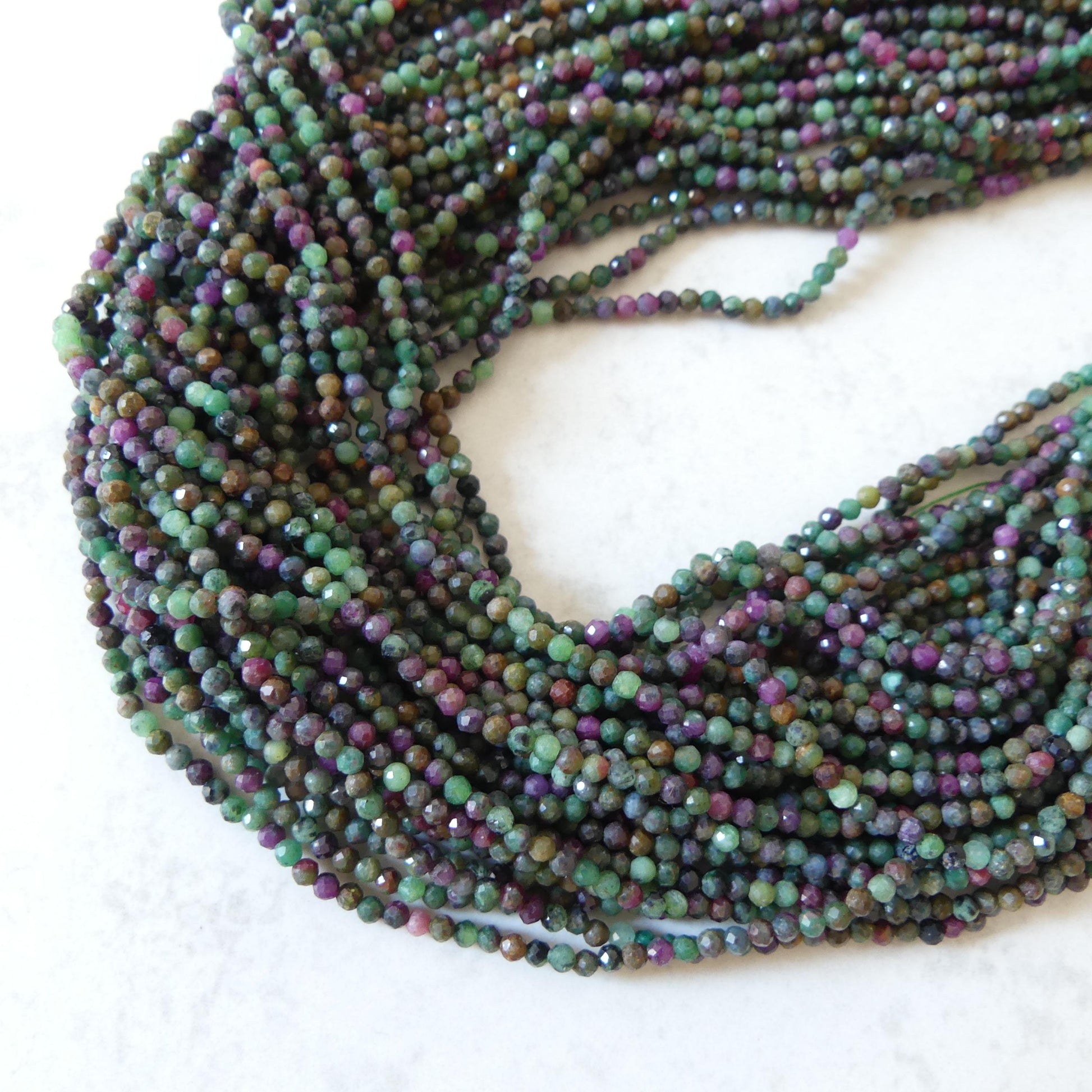 2.5mm African Ruby in Fuchsite Micro Faceted Beads 15" Multi Color Genuine Gemstone Tiny Small Beads for Jewelry Making Beading Craft Gift
