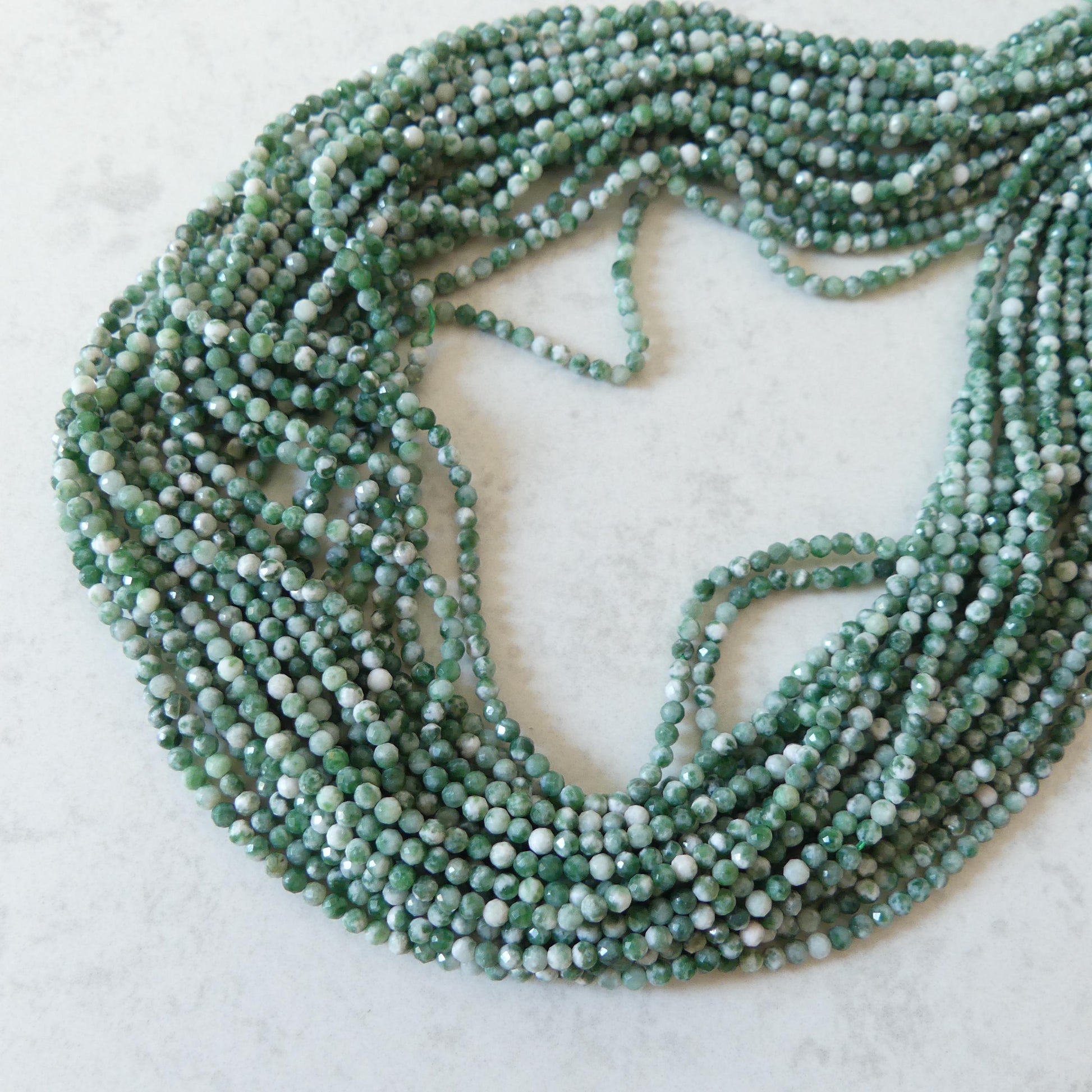 2mm Green Spot Jasper Beads Micro Faceted Genuine Small Spotted Jasper Beads 15" Gemstone Beads for Jewelry Making Beading Gift for Crafter