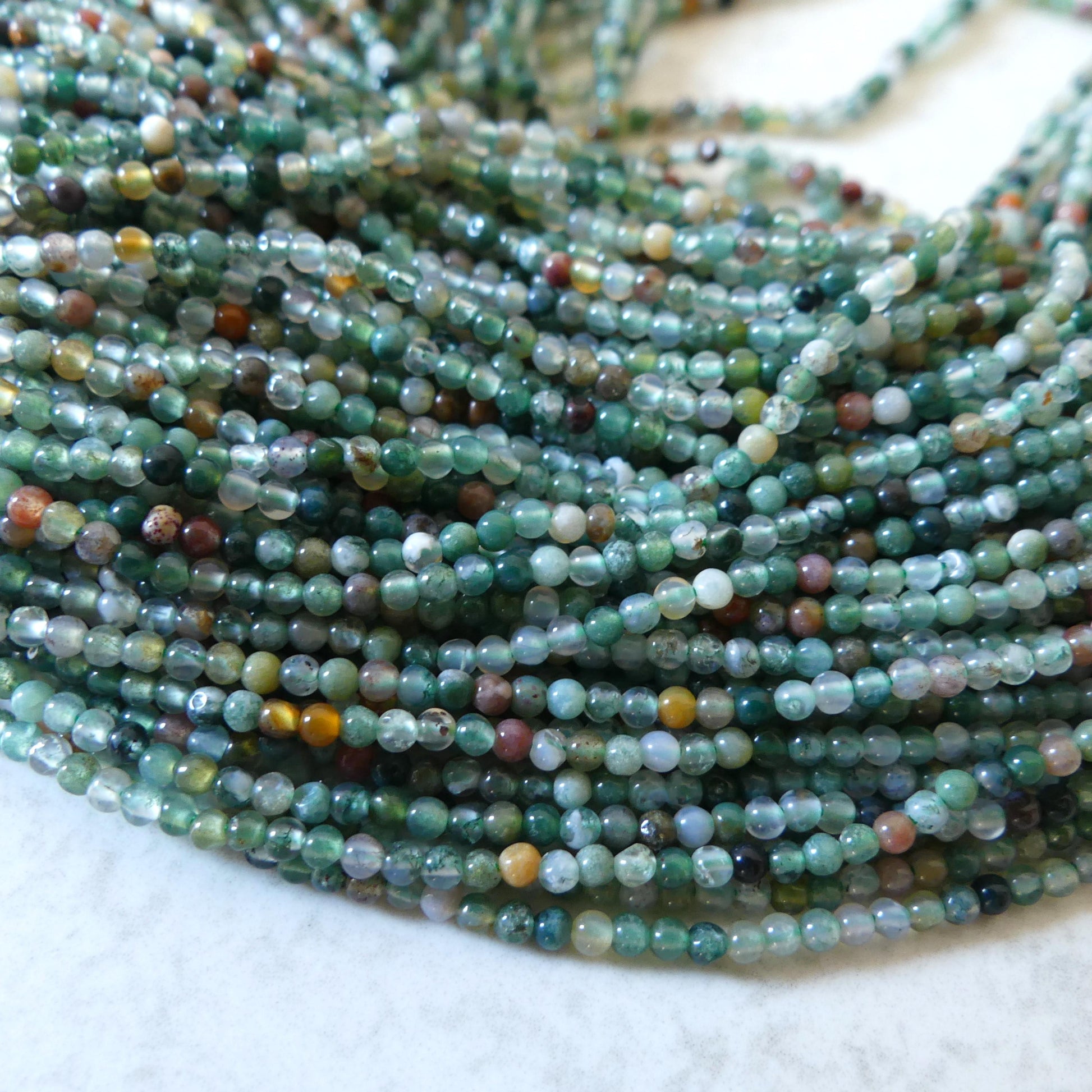 2mm Indian Agate Smooth Beads Genuine Agate Colorful Beads 15.5" Gemstone Beads for Jewelry Making