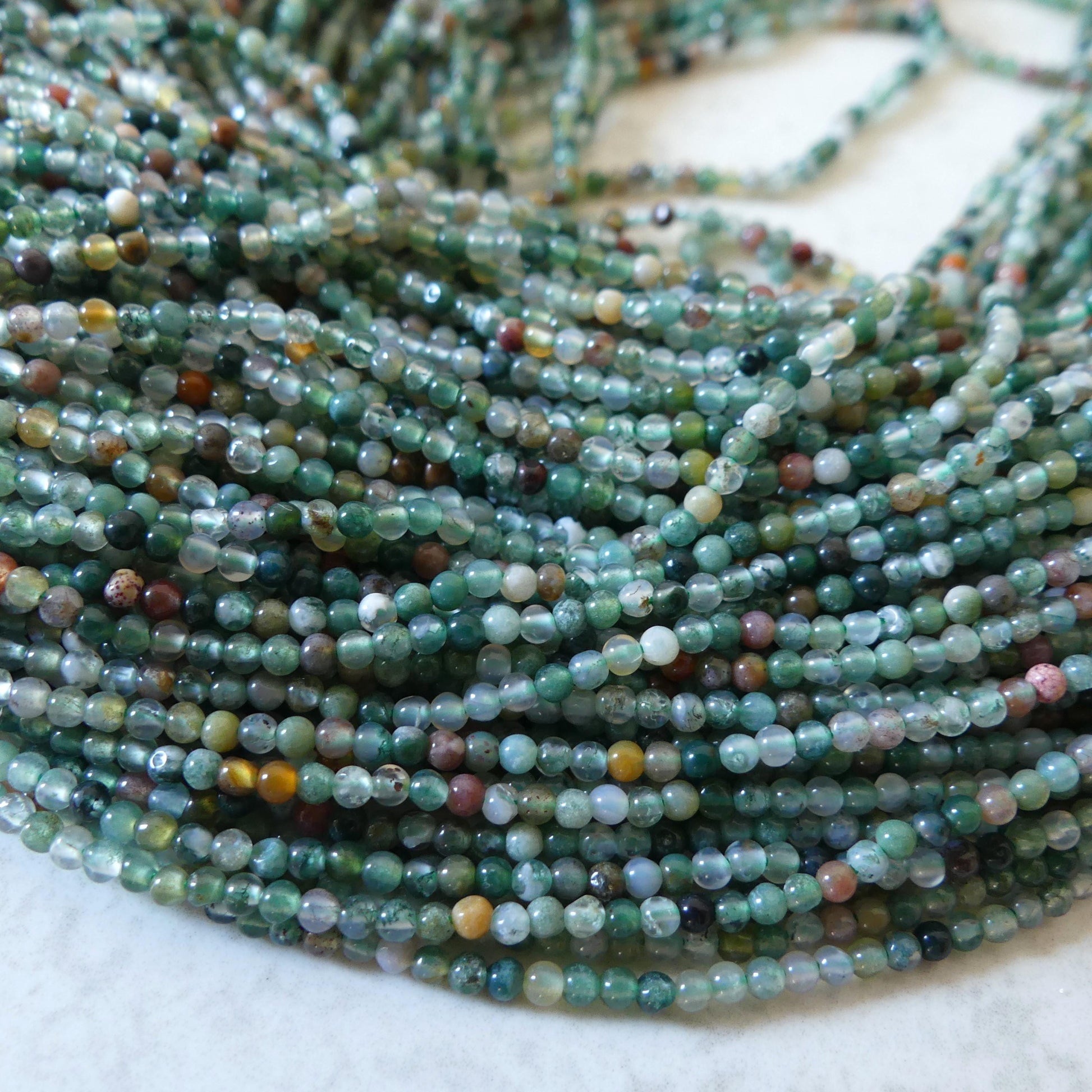 2mm Indian Agate Smooth Beads Genuine Agate Colorful Beads 15.5" Gemstone Beads for Jewelry Making