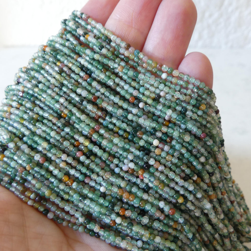 2mm Indian Agate Smooth Beads Genuine Agate Colorful Beads 15.5" Gemstone Beads for Jewelry Making