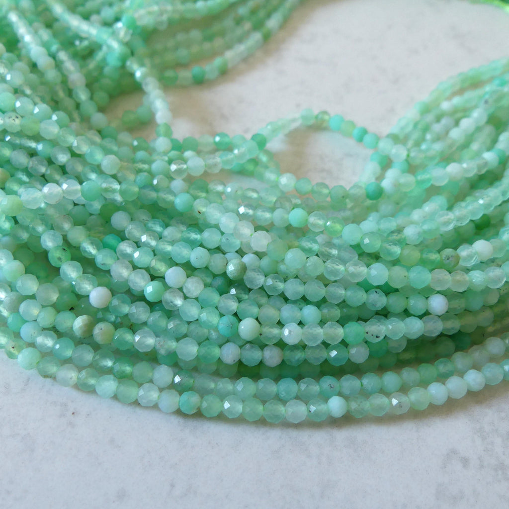 3mm Chrysoprase Faceted Beads 15" Mint Green Genuine Gemstone Beads for Jewelry Making Beading Craft Gift Beads